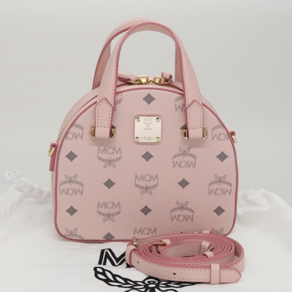 MCM Visetos Pink Canvas Handbag (Pre-Owned) Size ONE SIZE - 16 Thumbnail