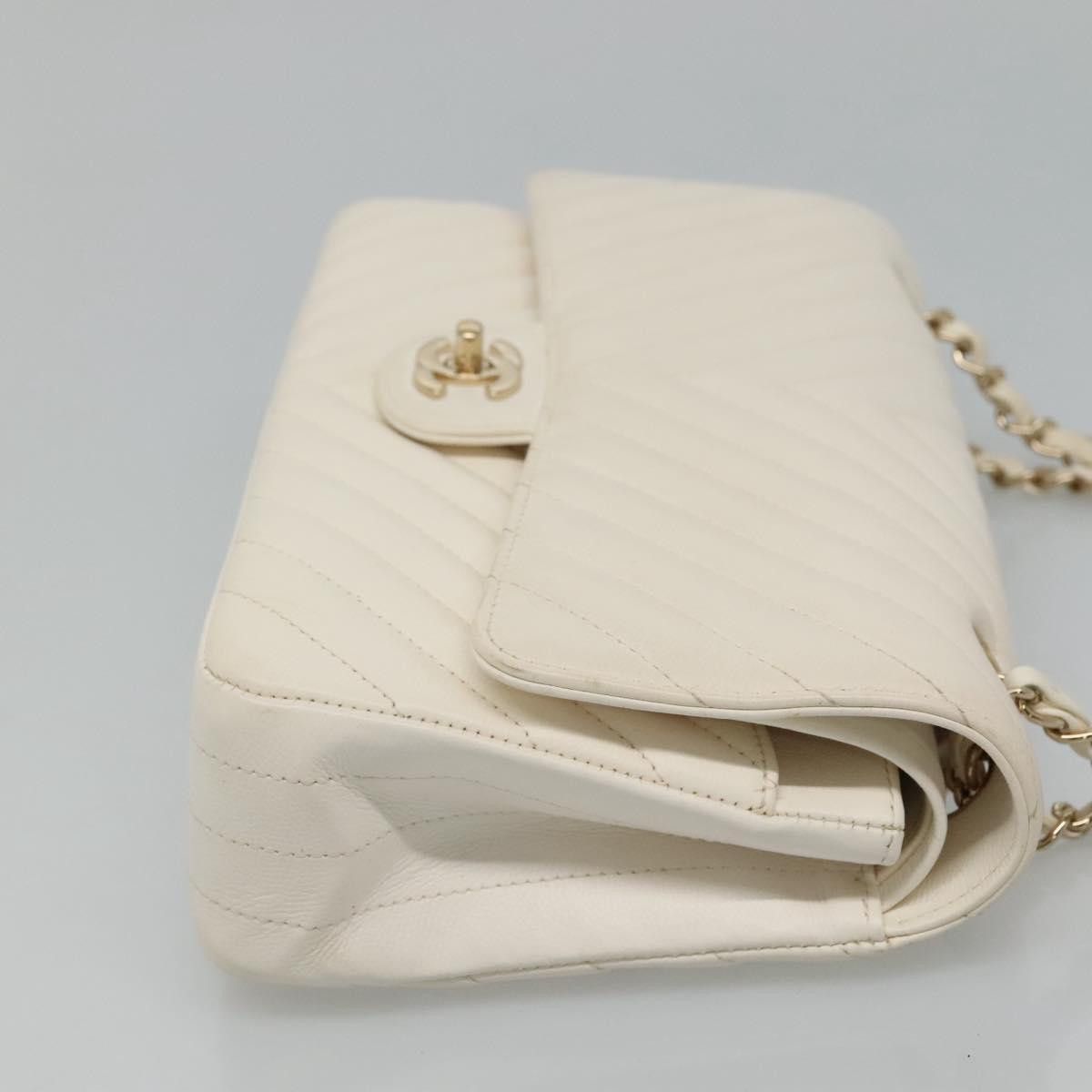 Chanel Double Flap White Leather Shoulder Bag (Pre-Owned) Size ONE SIZE - 3 Thumbnail
