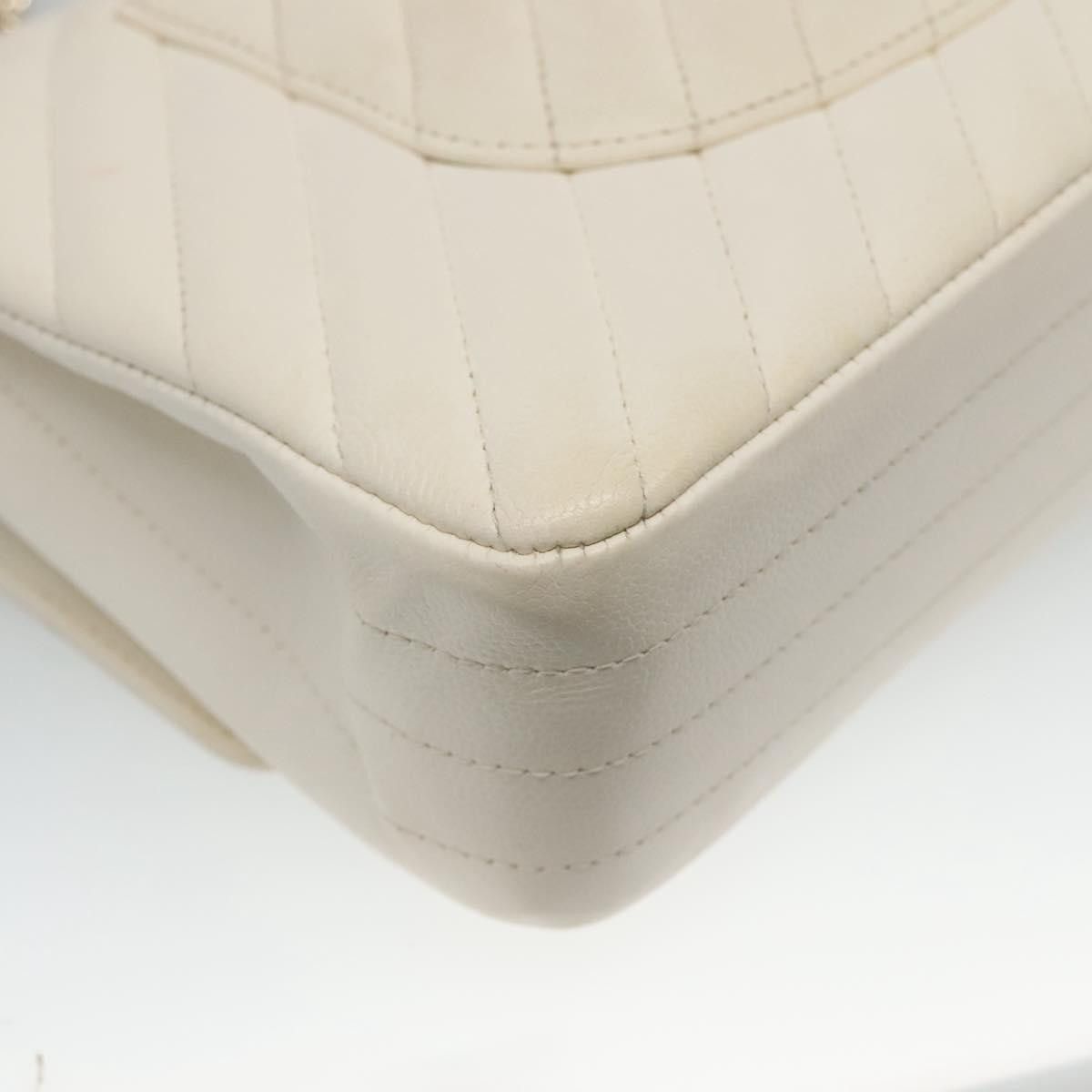 Chanel Double Flap White Leather Shoulder Bag (Pre-Owned) Size ONE SIZE - 12 Thumbnail