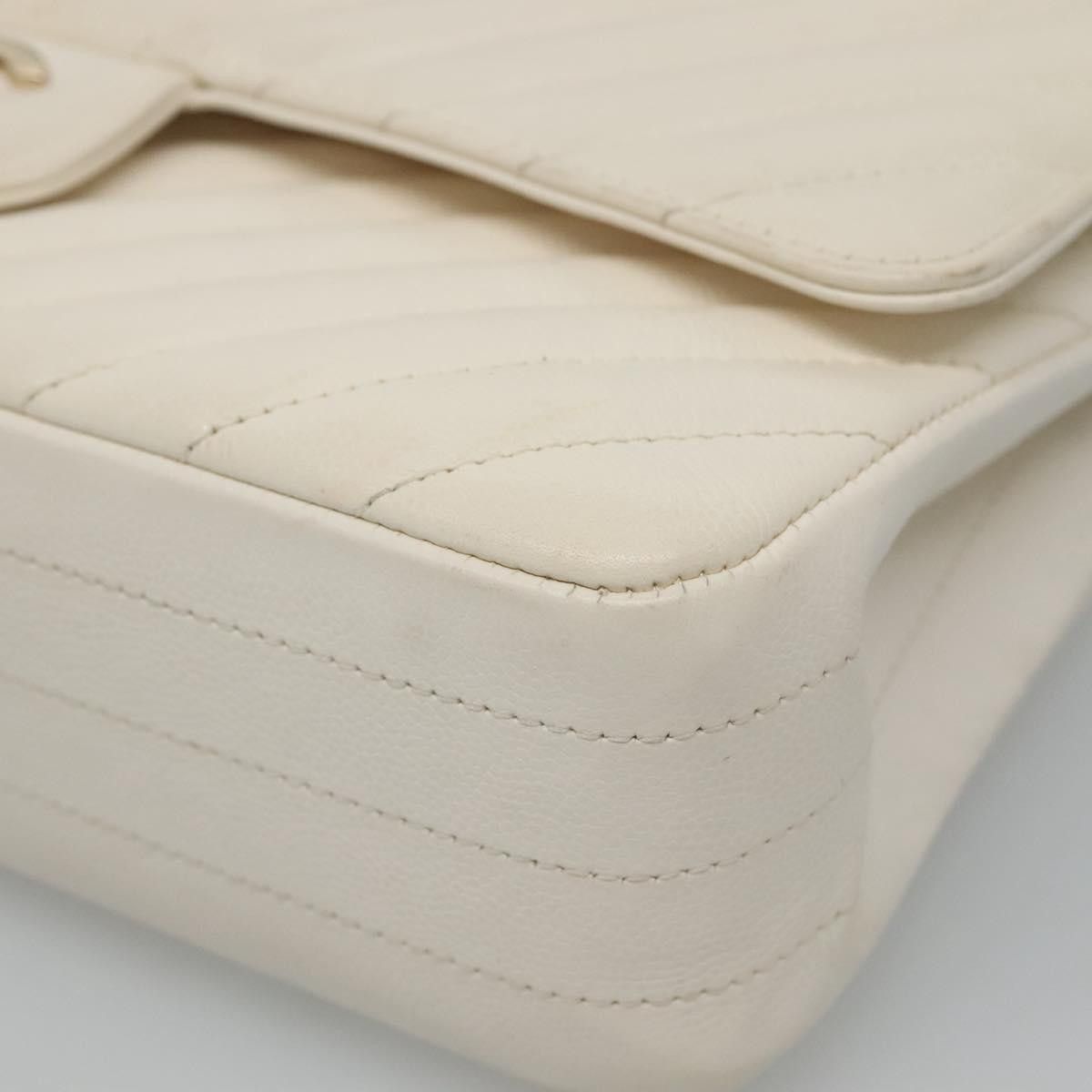 Chanel Double Flap White Leather Shoulder Bag (Pre-Owned) Size ONE SIZE - 9 Thumbnail