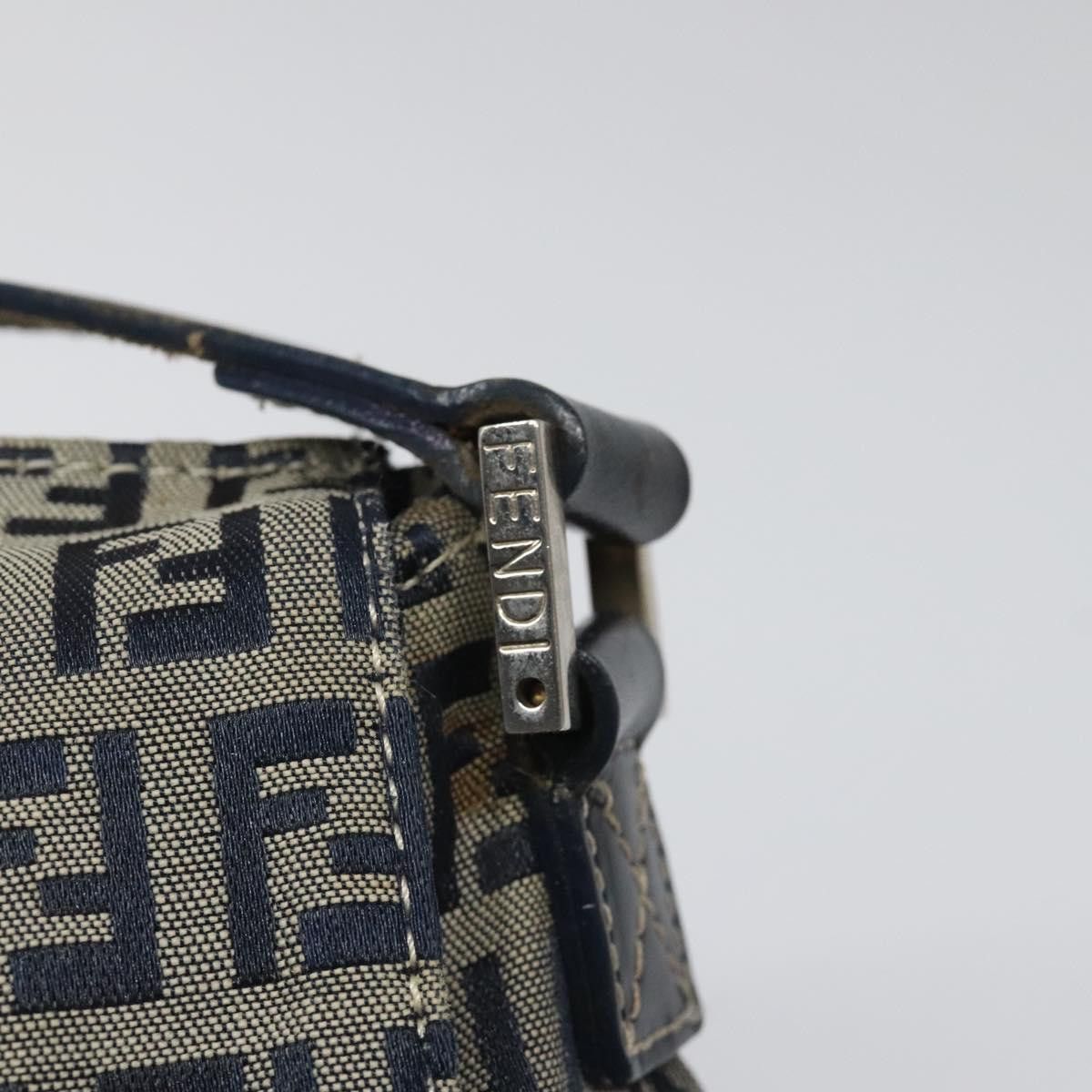 Fendi Zucchino Navy Canvas Shoulder Bag (Pre-Owned) Size ONE SIZE - 13 Thumbnail