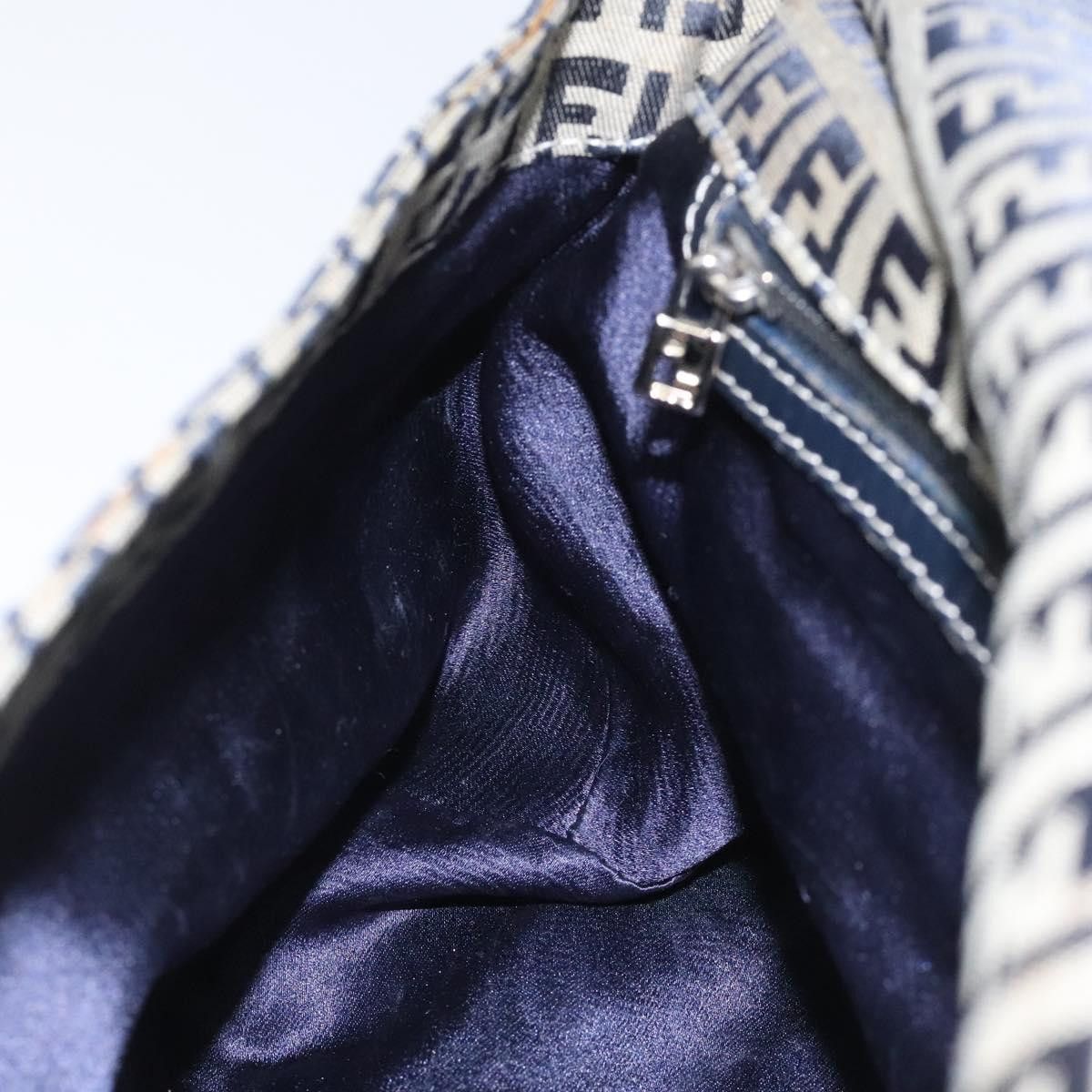 Fendi Zucchino Navy Canvas Shoulder Bag (Pre-Owned) Size ONE SIZE - 19 Thumbnail