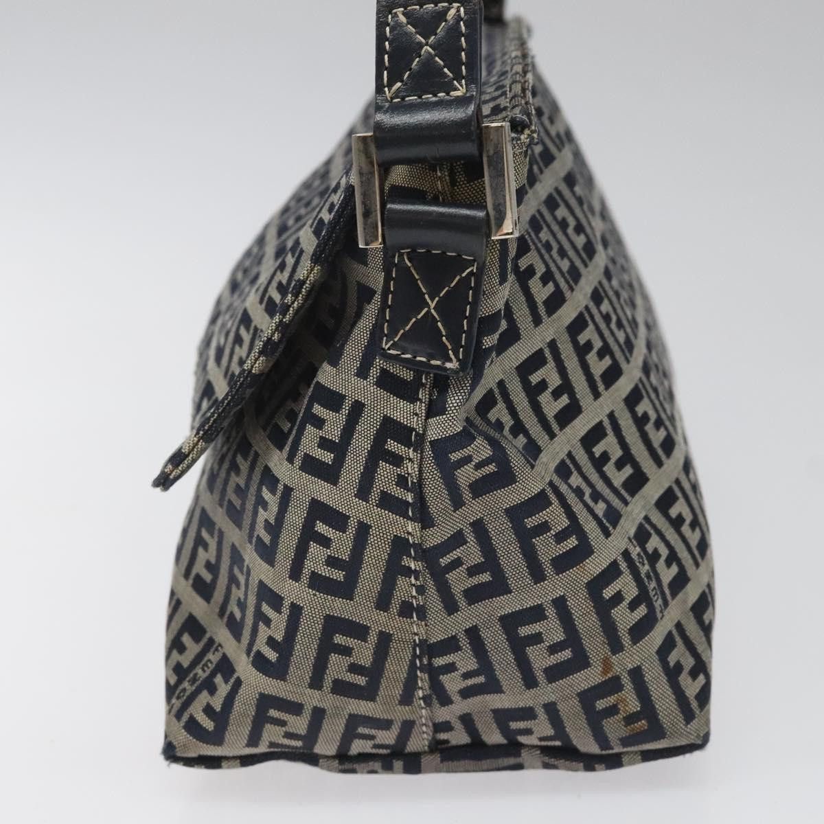 Fendi Zucchino Navy Canvas Shoulder Bag (Pre-Owned) Size ONE SIZE - 4 Thumbnail
