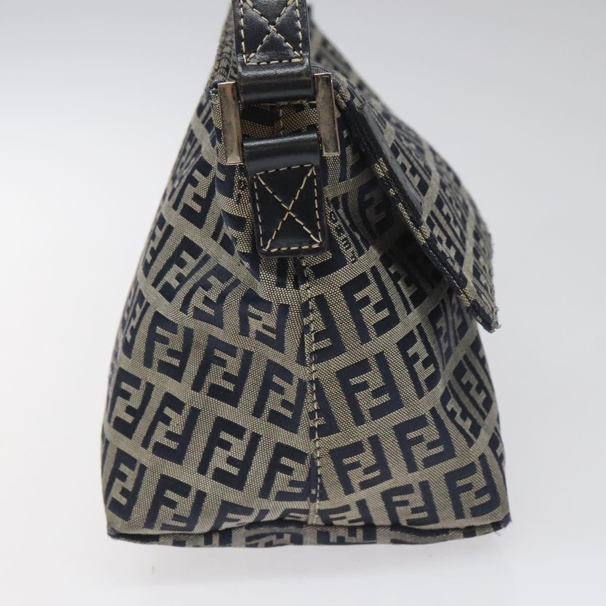 Fendi Zucchino Navy Canvas Shoulder Bag (Pre-Owned) Size ONE SIZE - 3 Thumbnail