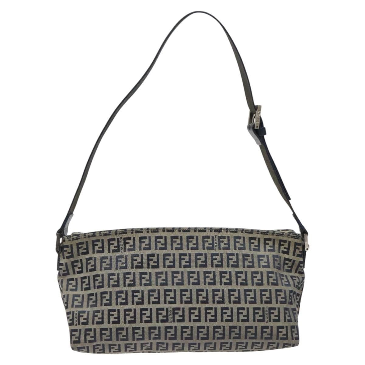 Fendi Zucchino Navy Canvas Shoulder Bag (Pre-Owned) Size ONE SIZE - 2 Thumbnail