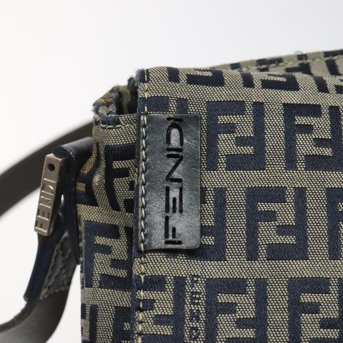 Fendi Zucchino Navy Canvas Shoulder Bag (Pre-Owned) Size ONE SIZE - 14 Thumbnail