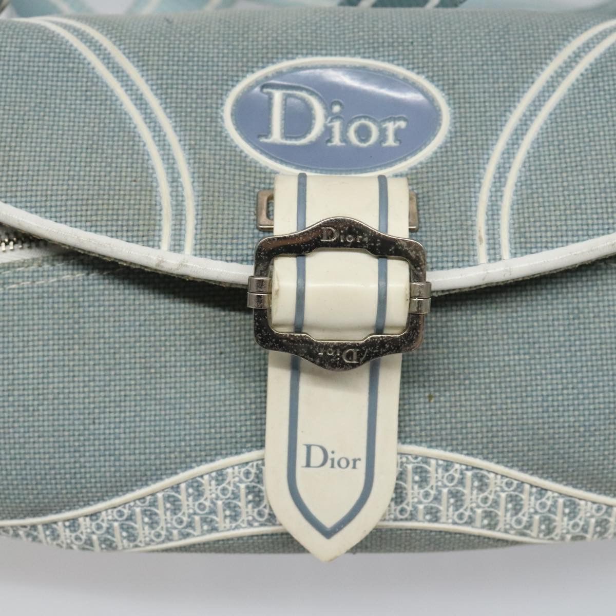 Dior Trotter Blue Canvas Shoulder Bag (Pre-Owned) Size ONE SIZE - 13 Thumbnail