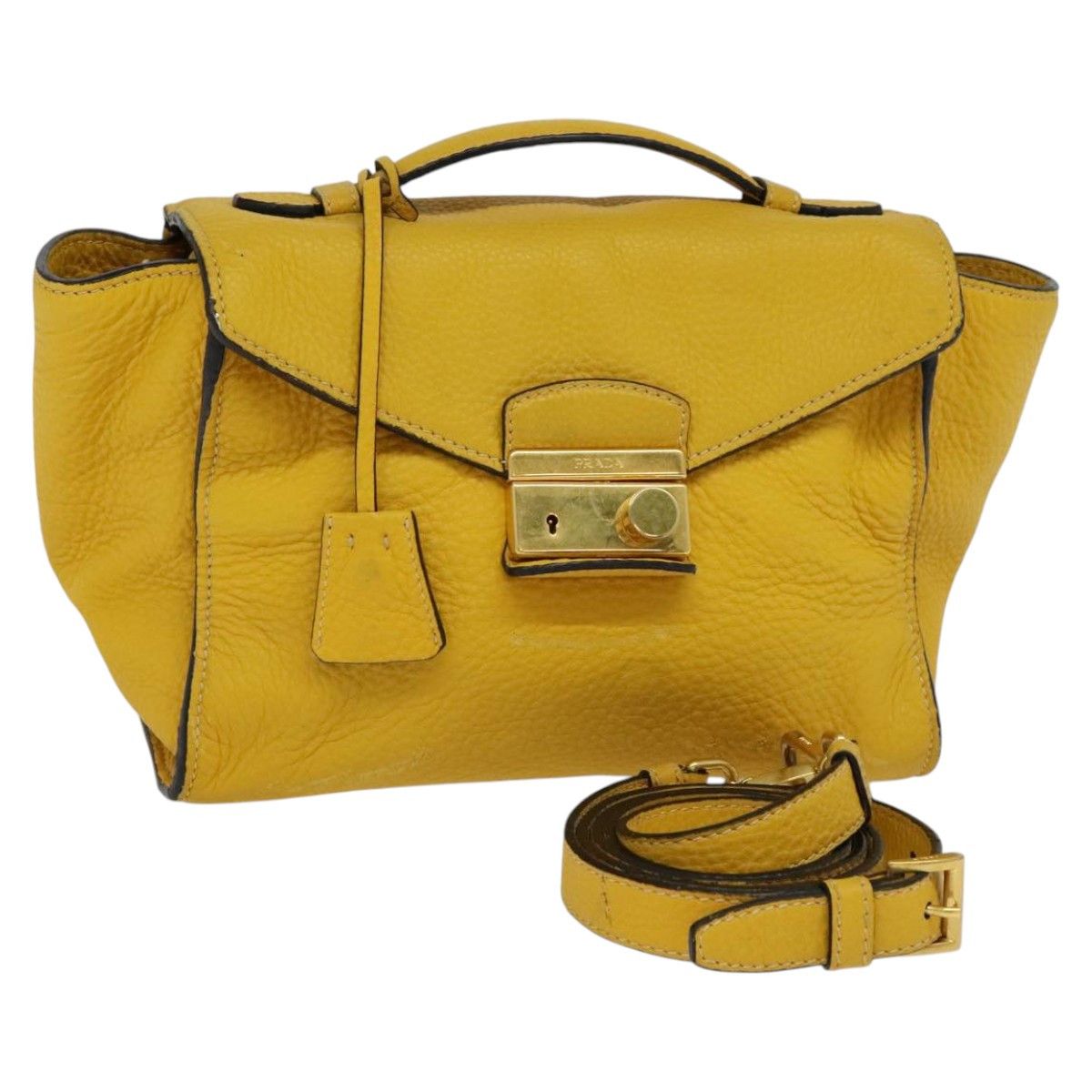 Prada Daino Yellow Leather Handbag (Pre-Owned) Size ONE SIZE - 3 Thumbnail