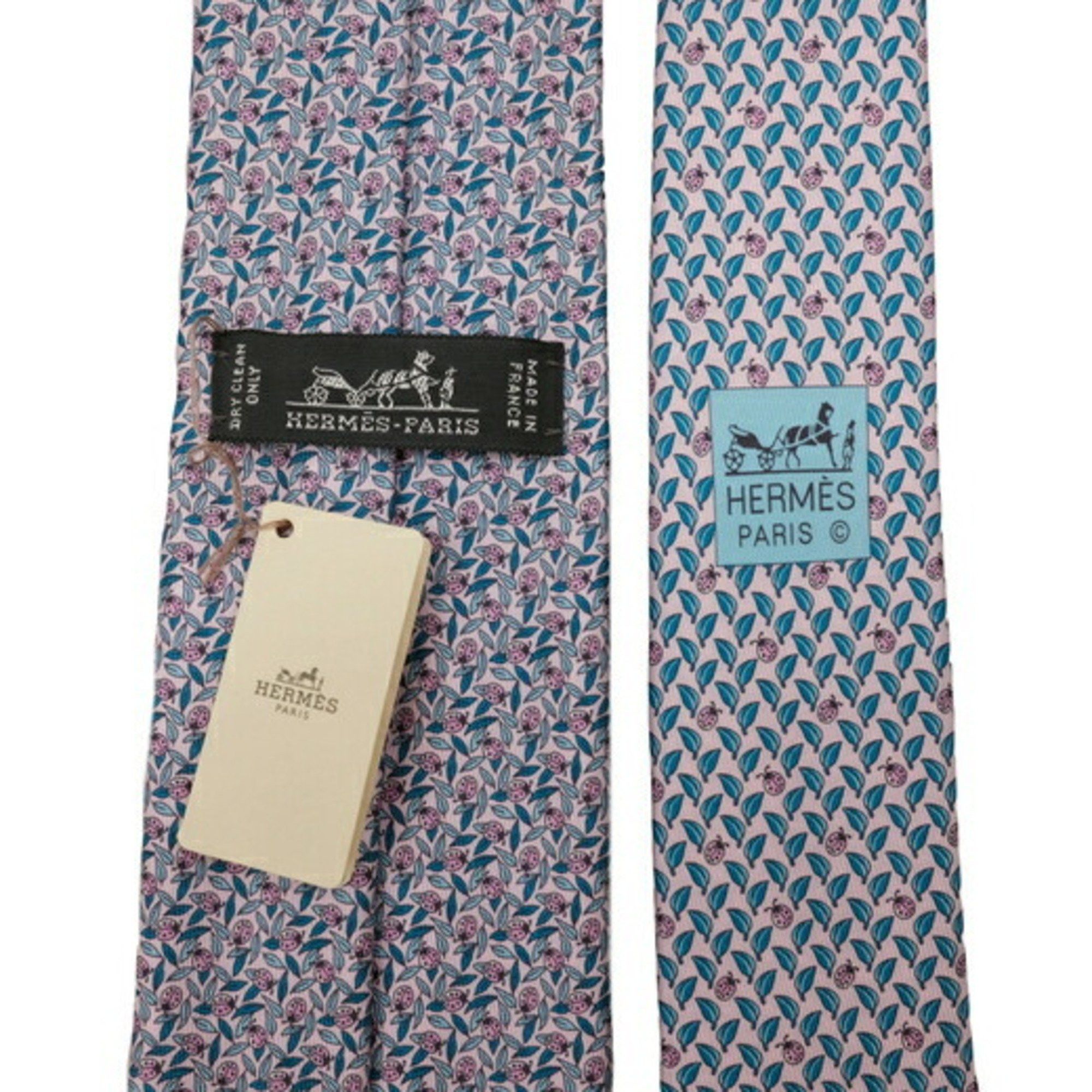 Hermes HERMES Ladybug Necktie Pink Blue White 100% Silk Size ONE SIZE - 5 Thumbnail