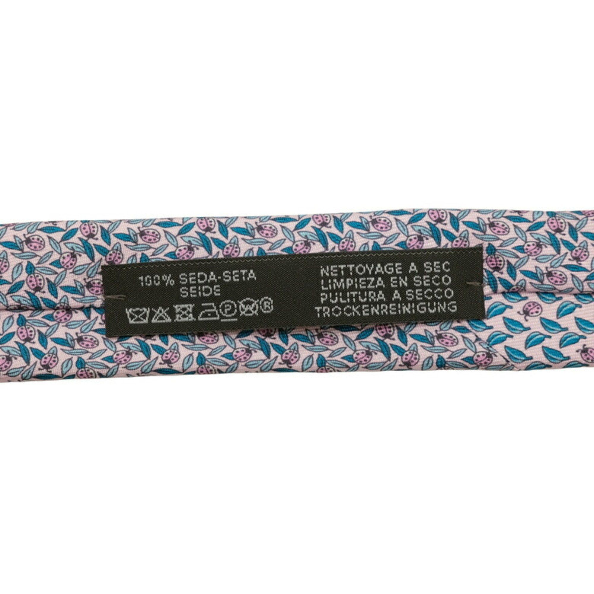 Hermes HERMES Ladybug Necktie Pink Blue White 100% Silk Size ONE SIZE - 7 Thumbnail