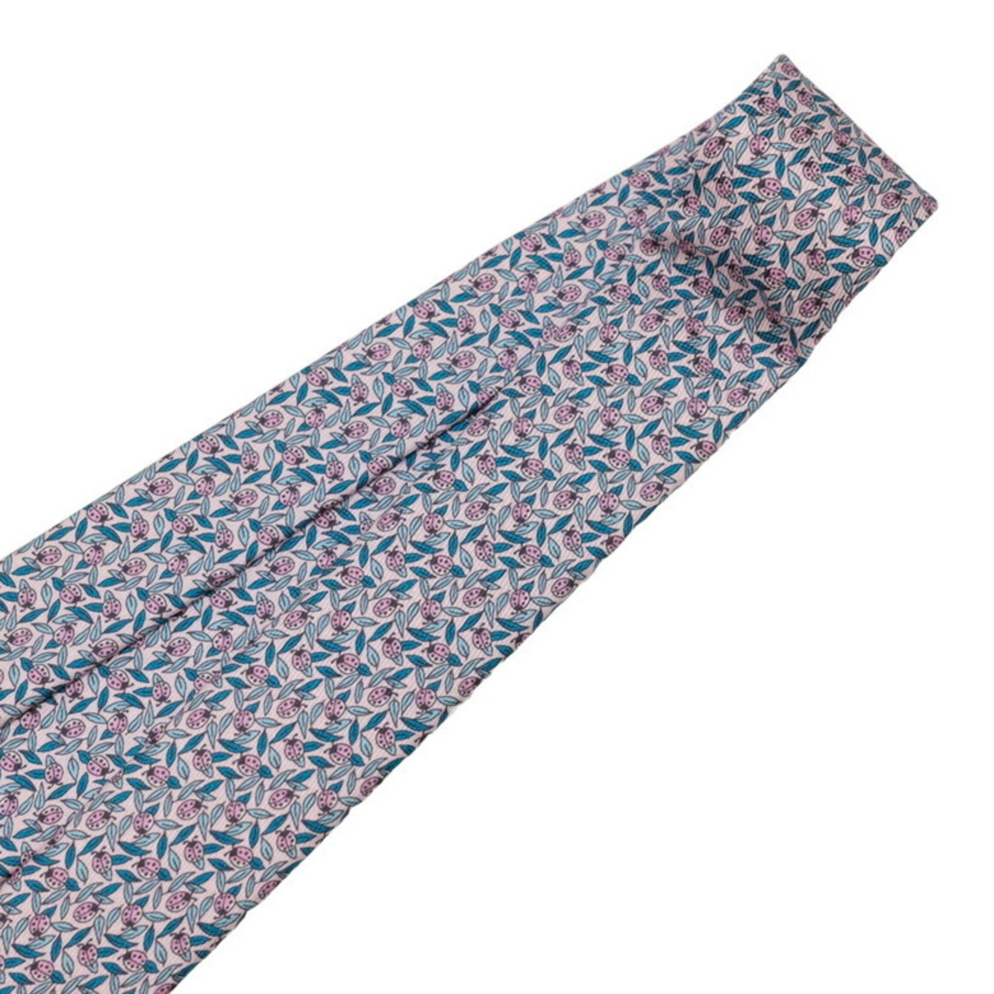Hermes HERMES Ladybug Necktie Pink Blue White 100% Silk Size ONE SIZE - 8 Thumbnail