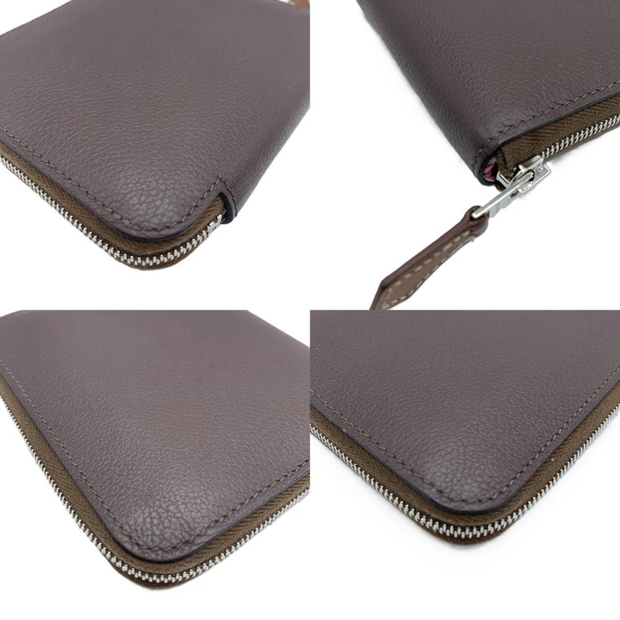 Hermes Hermes Azap Silkin Compact Bi-fold Wallet Evercolor Leather Brown Size ONE SIZE - 3 Thumbnail