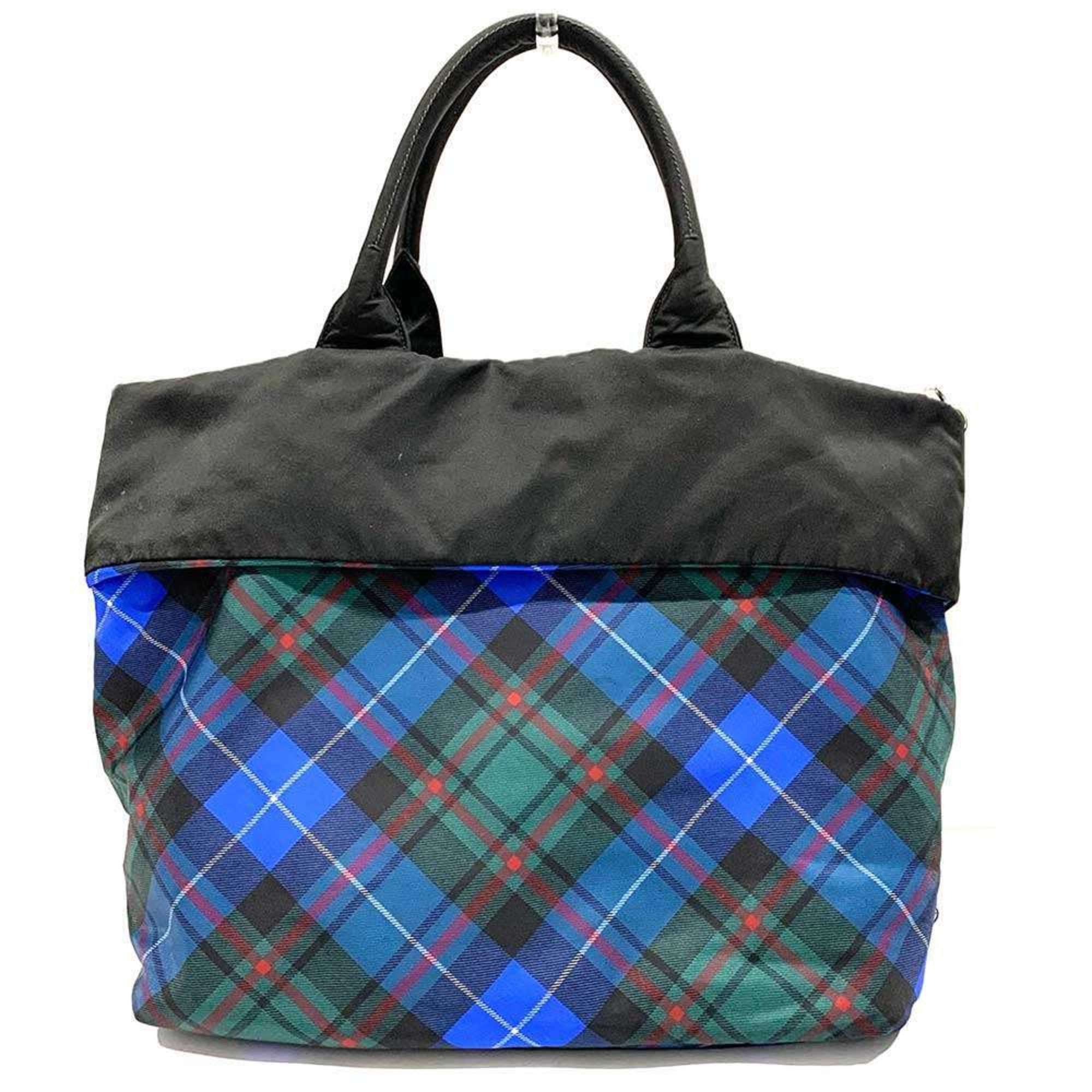 Prada Prada Handbag BR4521 Black Blue Nylon Leather Reversible Check Pattern Shoulder Bag Women's PRADA Size ONE SIZE - 2 Thumbnail