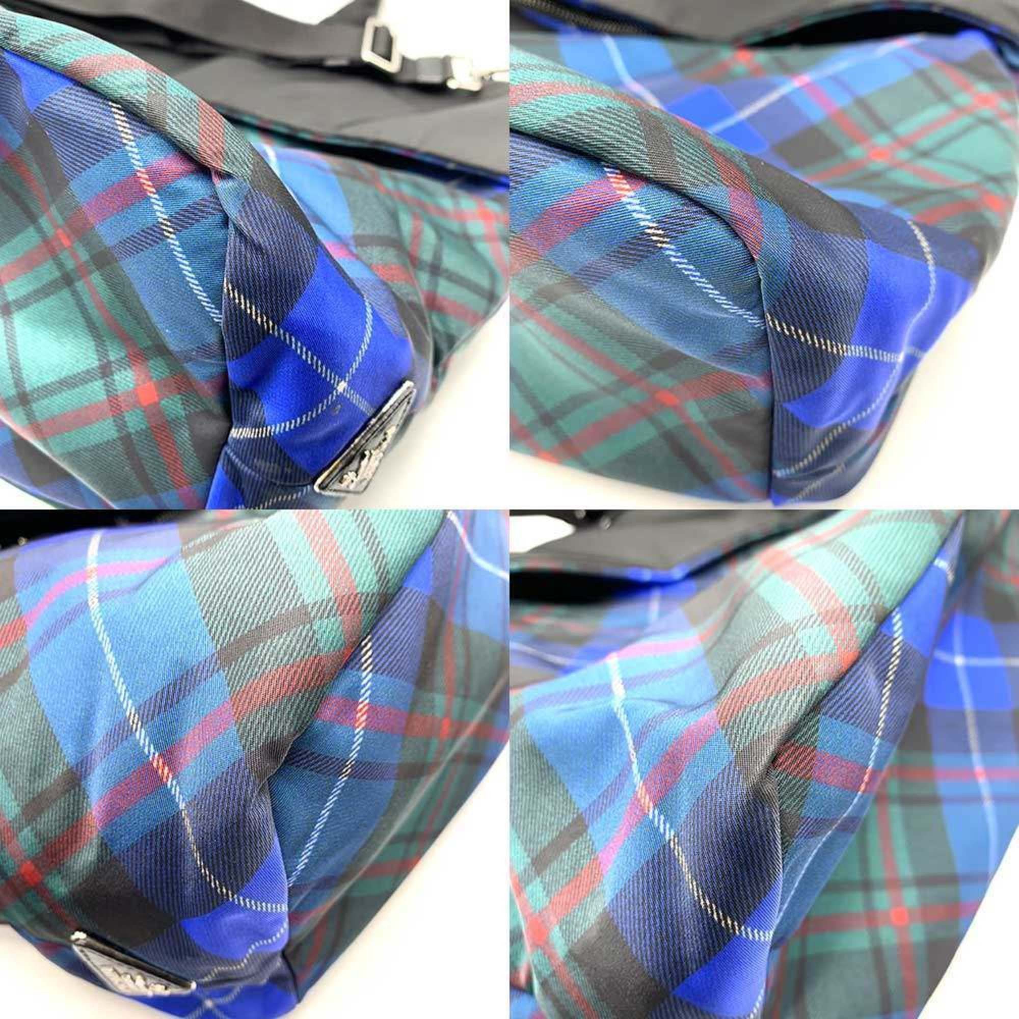 Prada Prada Handbag BR4521 Black Blue Nylon Leather Reversible Check Pattern Shoulder Bag Women's PRADA Size ONE SIZE - 3 Thumbnail