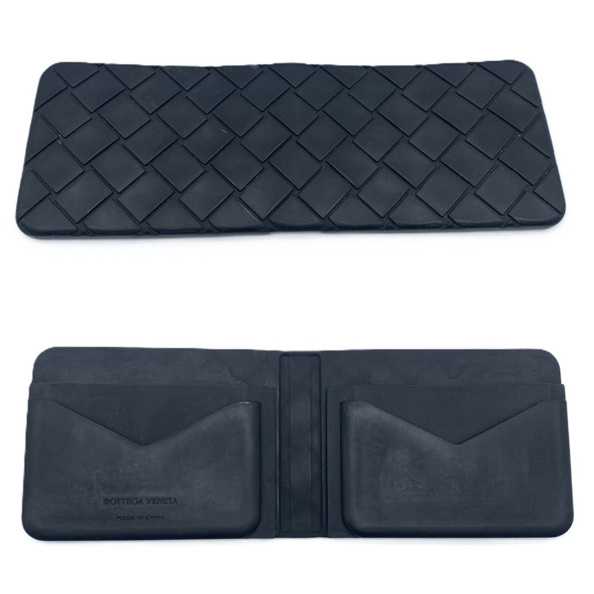 Bottega Veneta Bottega Veneta Intrecciato Bi-fold Wallet Black Rubber Men's BOTTEGA VENETA A Rank Size ONE SIZE - 3 Thumbnail