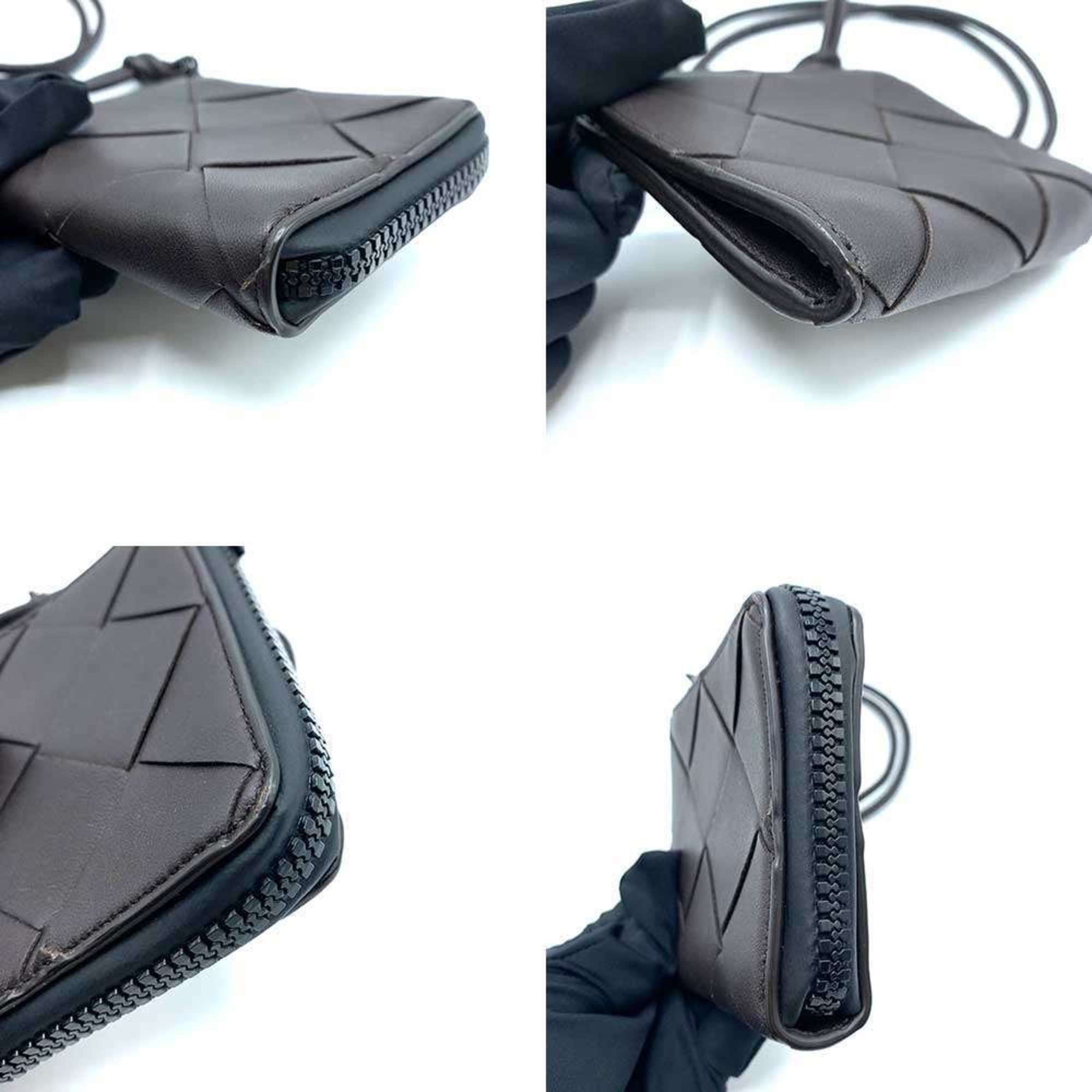 Bottega Veneta Maxi Intrecciato Wallet/Coin Case L-Shaped Black 639328 Men's BOTTEGA VENETA