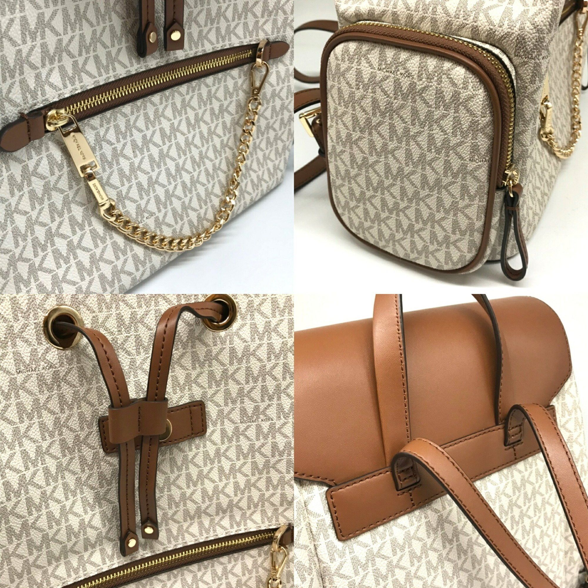 Michael Kors Michael Kors Chain Backpack Brown x Ivory JET SET ITEM 35T1GTTB3B MICHAEL KORS Size ONE SIZE - 5 Thumbnail