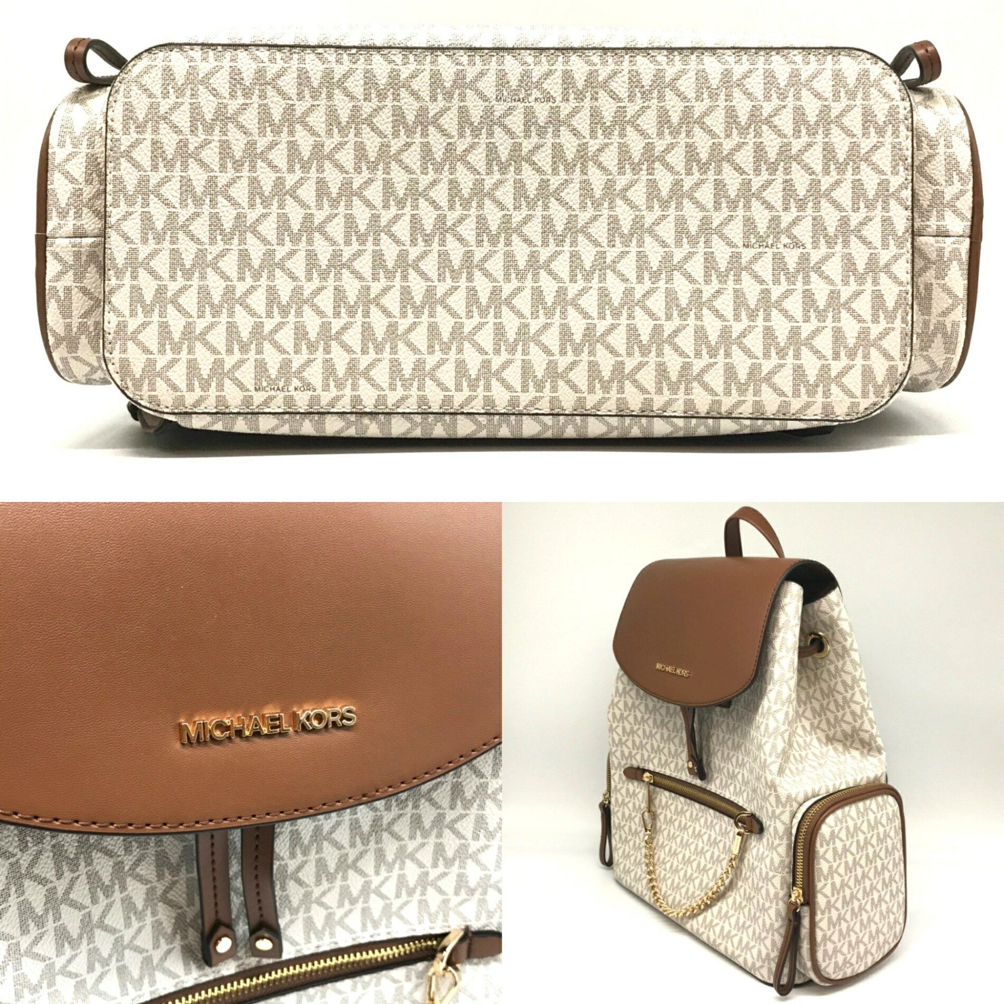 Michael Kors Michael Kors Chain Backpack Brown x Ivory JET SET ITEM 35T1GTTB3B MICHAEL KORS Size ONE SIZE - 4 Thumbnail