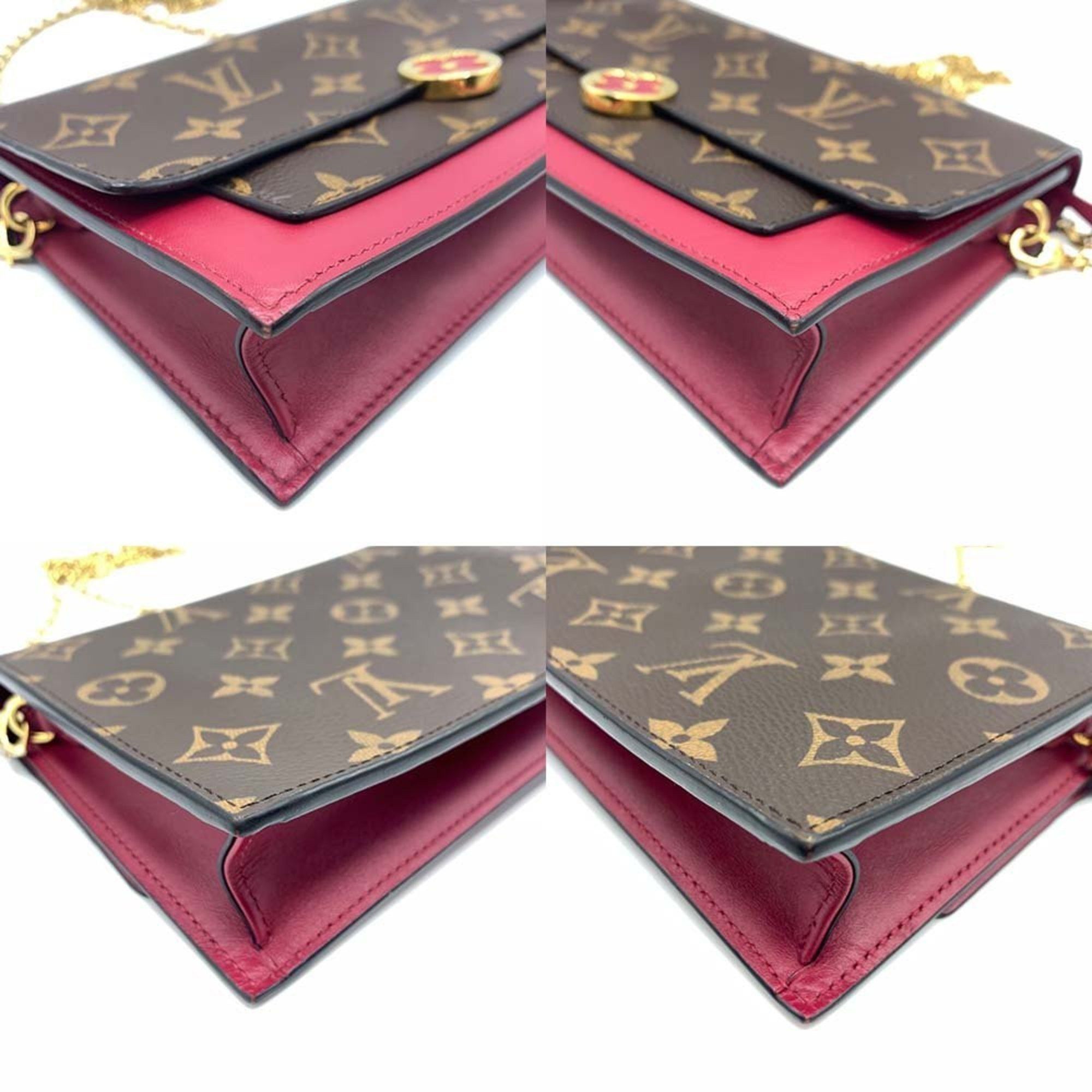 Louis Vuitton Louis Vuitton Chain Wallet Portefeuille Flor Shoulder Monogram Fuchsia Pochette Clutch Flower M69578 LOUIS VUITTON Size ONE SIZE - 4 Thumbnail