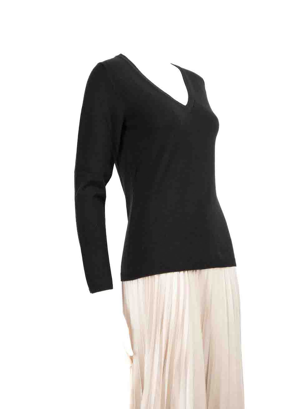 N.Peal Black V-Neck Cashmere Knit Top Size M / US 6-8 / IT 42-44 - 2 Thumbnail