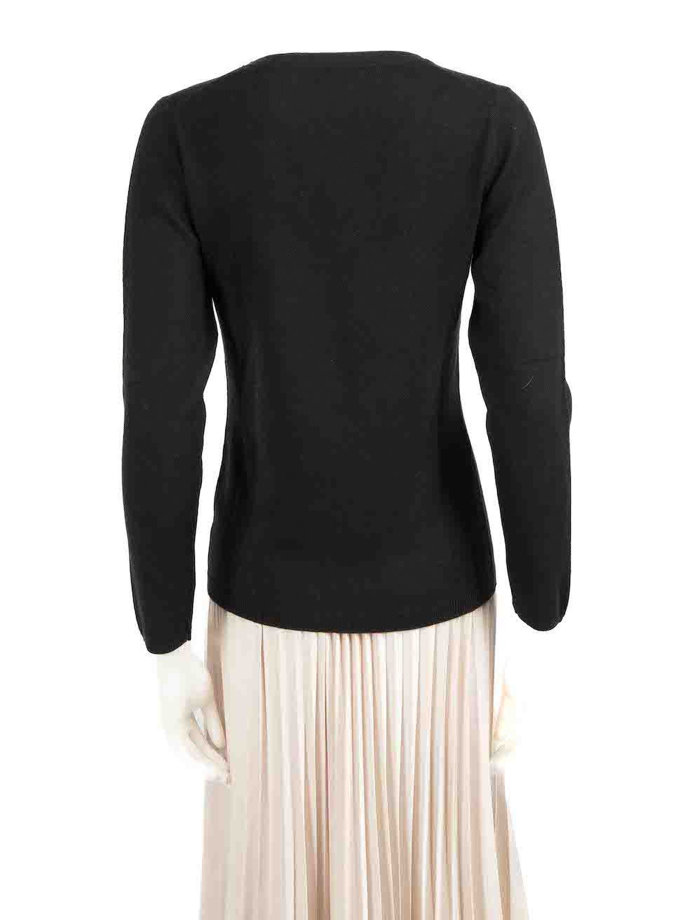 N.Peal Black V-Neck Cashmere Knit Top Size M / US 6-8 / IT 42-44 - 3 Thumbnail