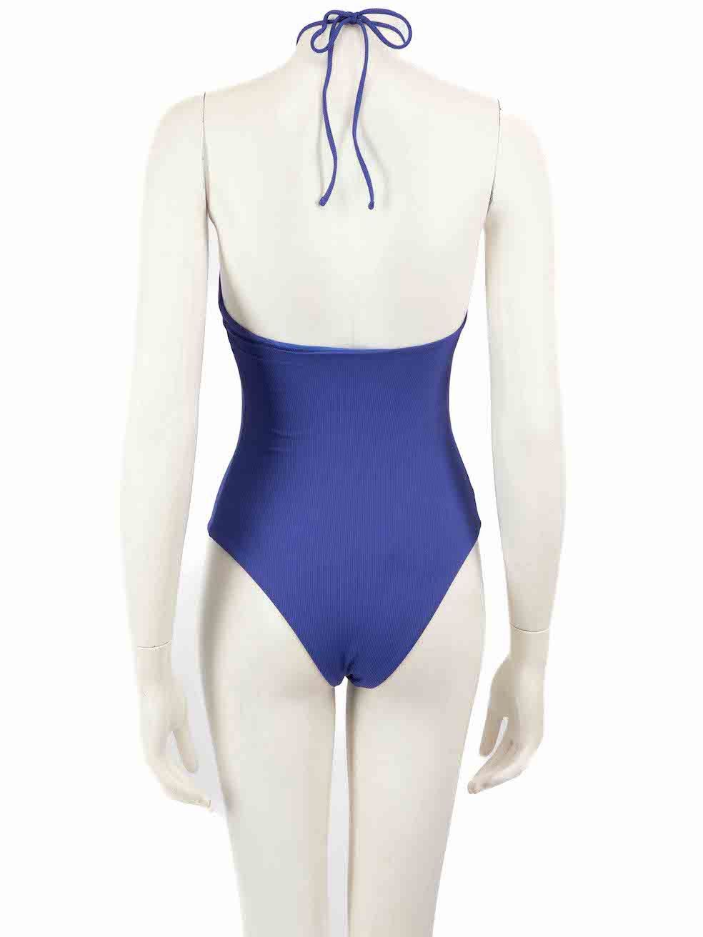 The Attico Blue Rib One Shoulder Swimsuit Size S / US 4 / IT 40 - 3 Thumbnail