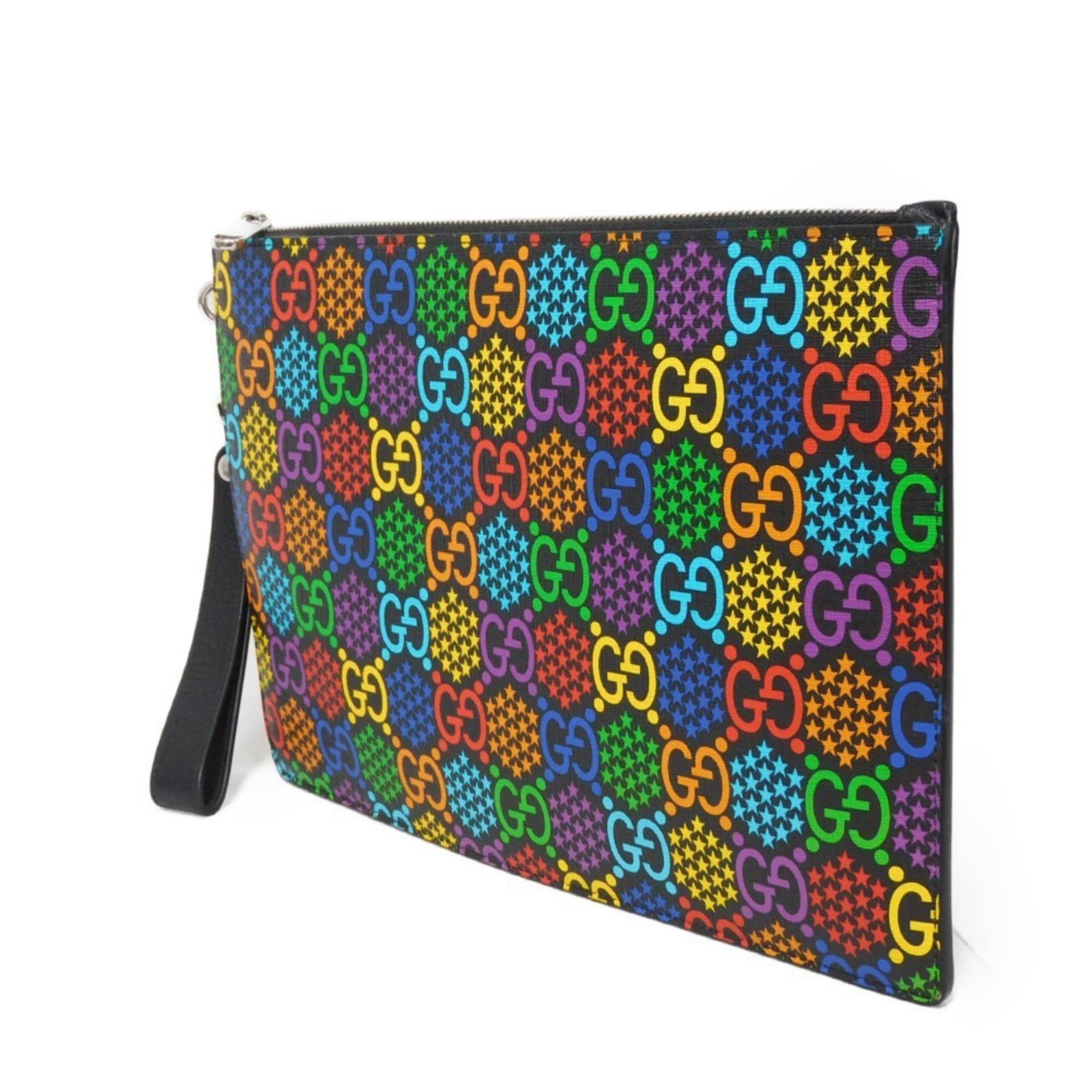 Gucci Gucci Clutch Bag GG Psychedelic Pouch Star Double G Black Handle Strap Second Multicolor 601087 H20BN 1058 Men's Size ONE SIZE - 2 Thumbnail