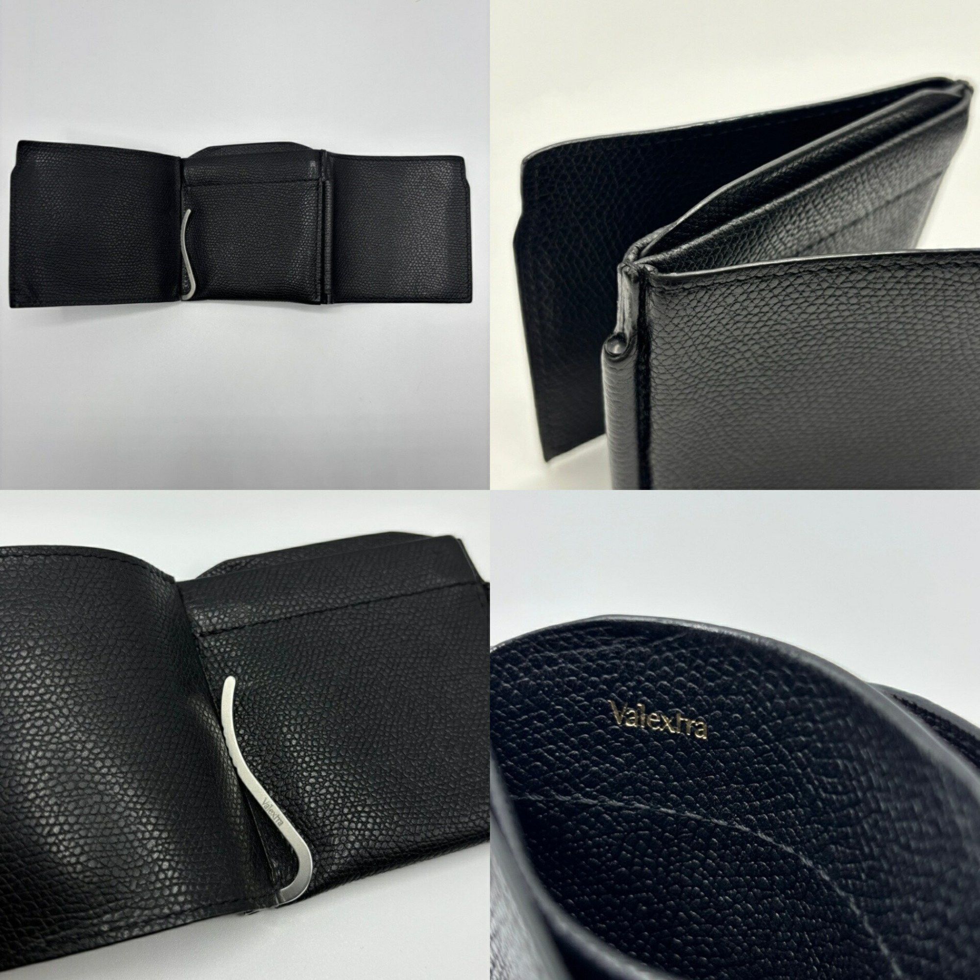 Valextra Valextra Wallet Double Money Clip Leather Black Coin Purse Billfold Size ONE SIZE - 3 Thumbnail