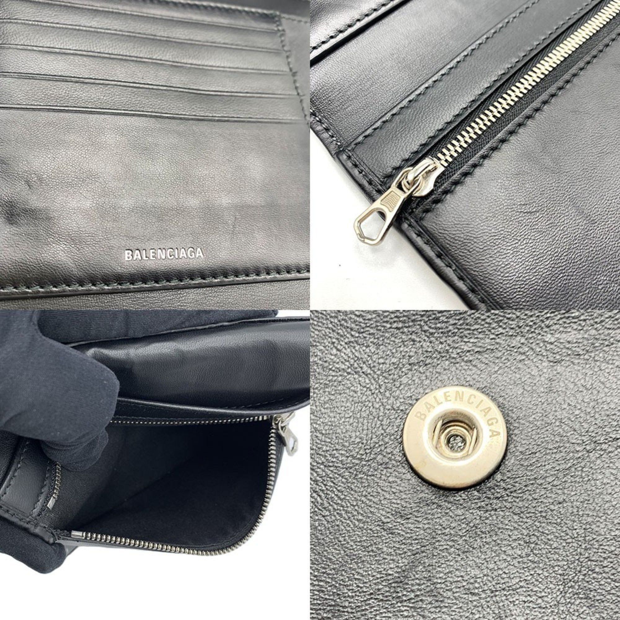 Balenciaga Balenciaga Shoulder Wallet Tri-fold Black Leather 580037 BALENCIAGA Size ONE SIZE - 7 Thumbnail