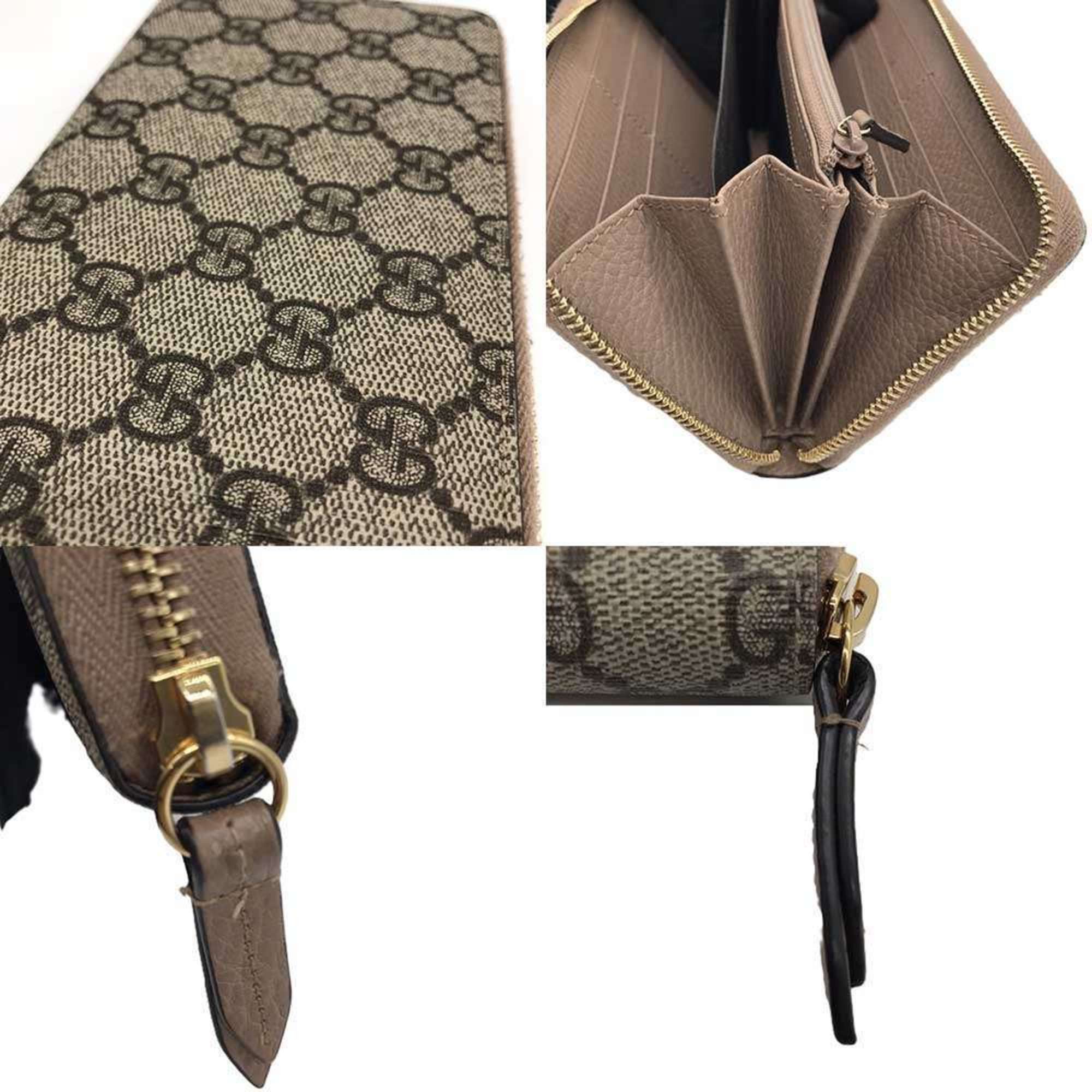 Gucci Gucci Double G Zip Around Wallet Long GG Supreme Beige Leather 456117 GUCCI Size ONE SIZE - 6 Thumbnail