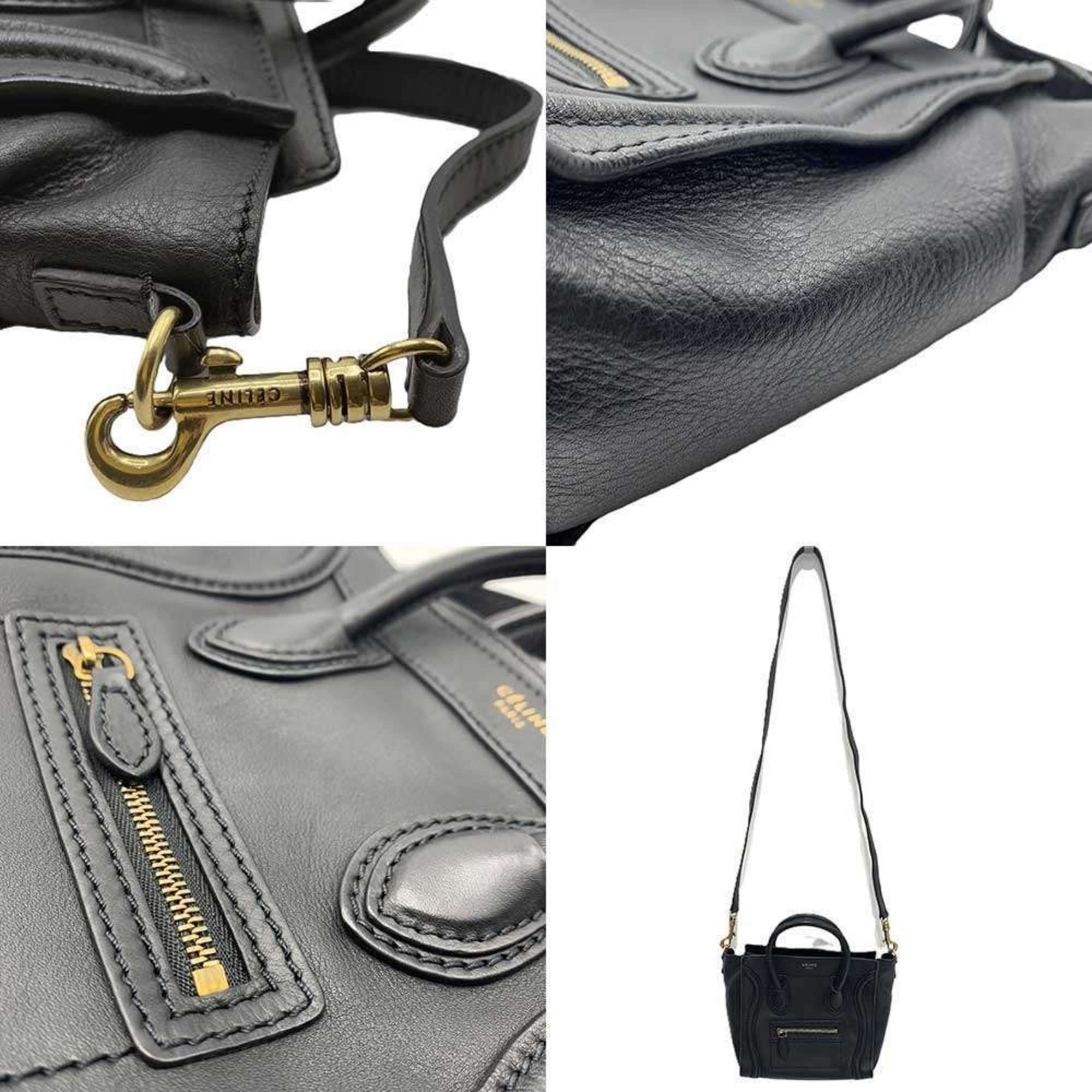 Celine Celine Luggage Nano Shopper Handbag Shoulder Bag 2way Black 168243 Women's CELINE Size ONE SIZE - 7 Thumbnail