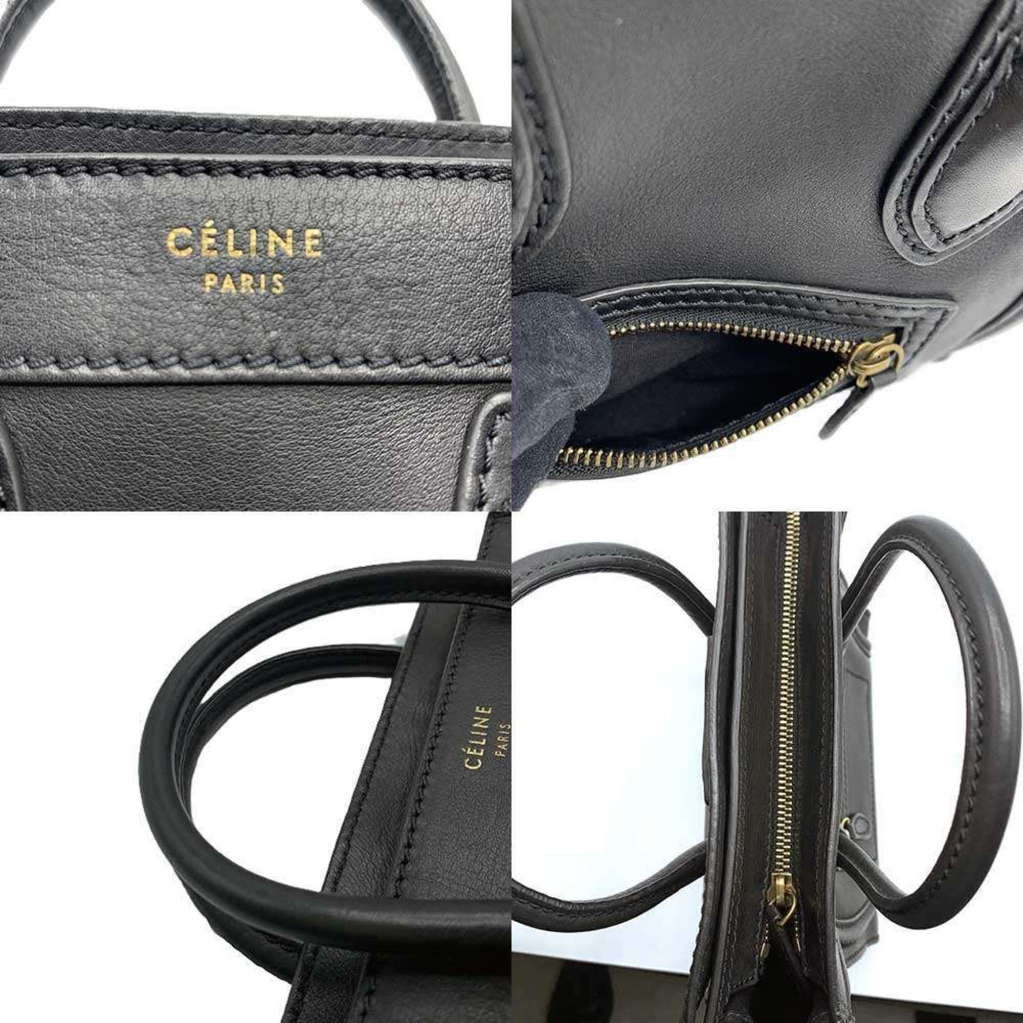 Celine Celine Luggage Nano Shopper Handbag Shoulder Bag 2way Black 168243 Women's CELINE Size ONE SIZE - 5 Thumbnail