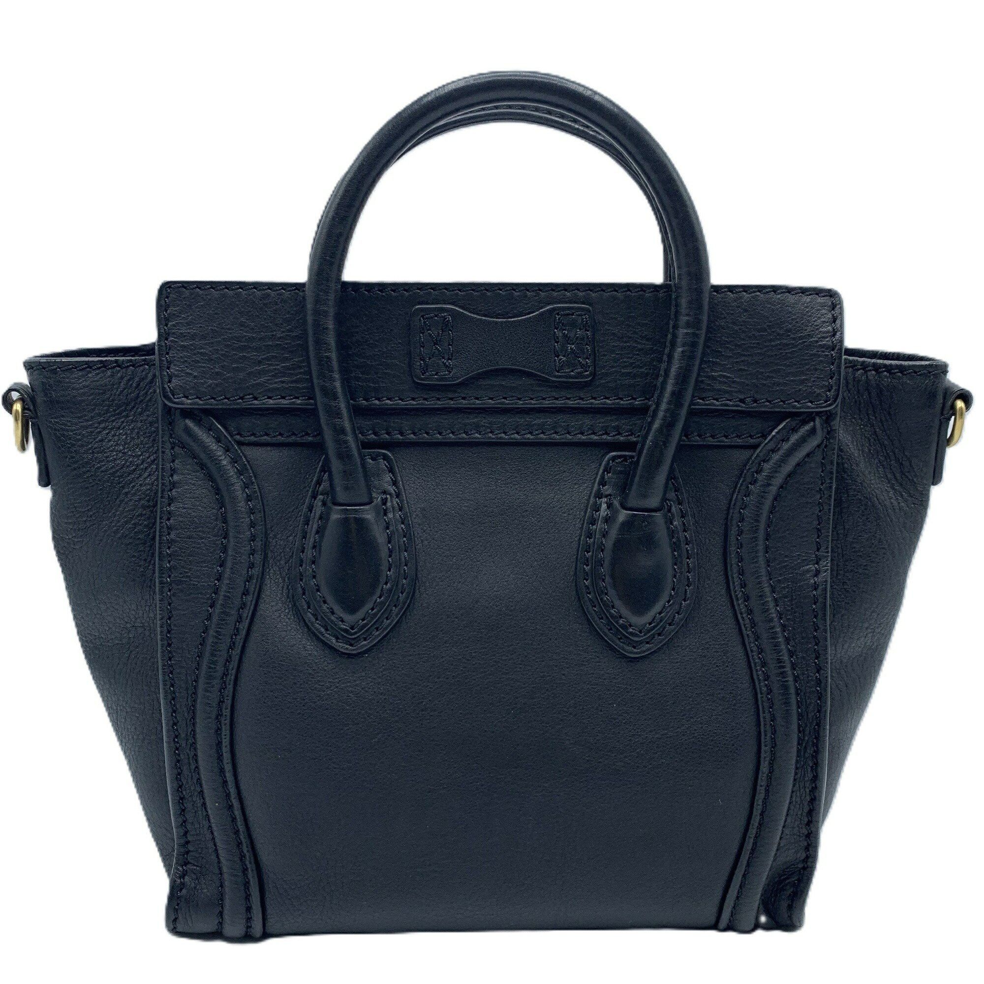 Celine Celine Luggage Nano Shopper Handbag Shoulder Bag 2way Black 168243 Women's CELINE Size ONE SIZE - 2 Thumbnail