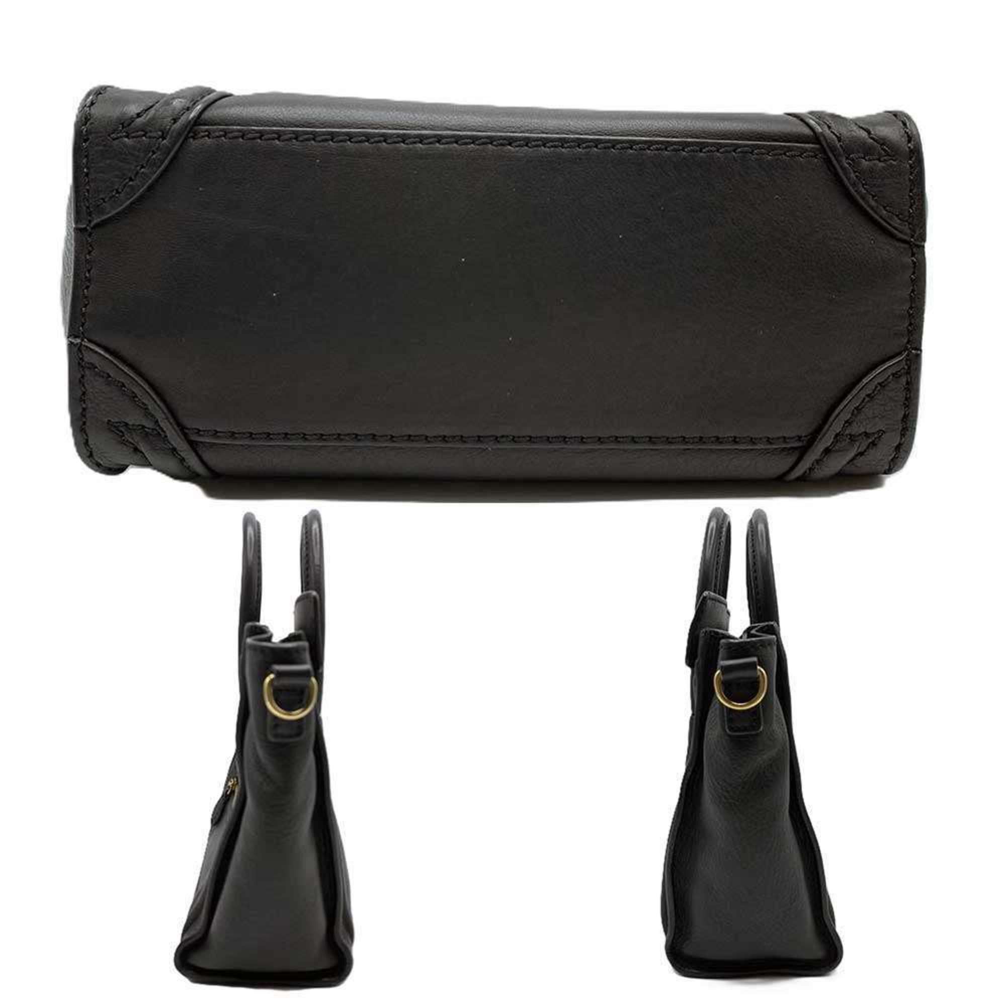 Celine Celine Luggage Nano Shopper Handbag Shoulder Bag 2way Black 168243 Women's CELINE Size ONE SIZE - 4 Thumbnail