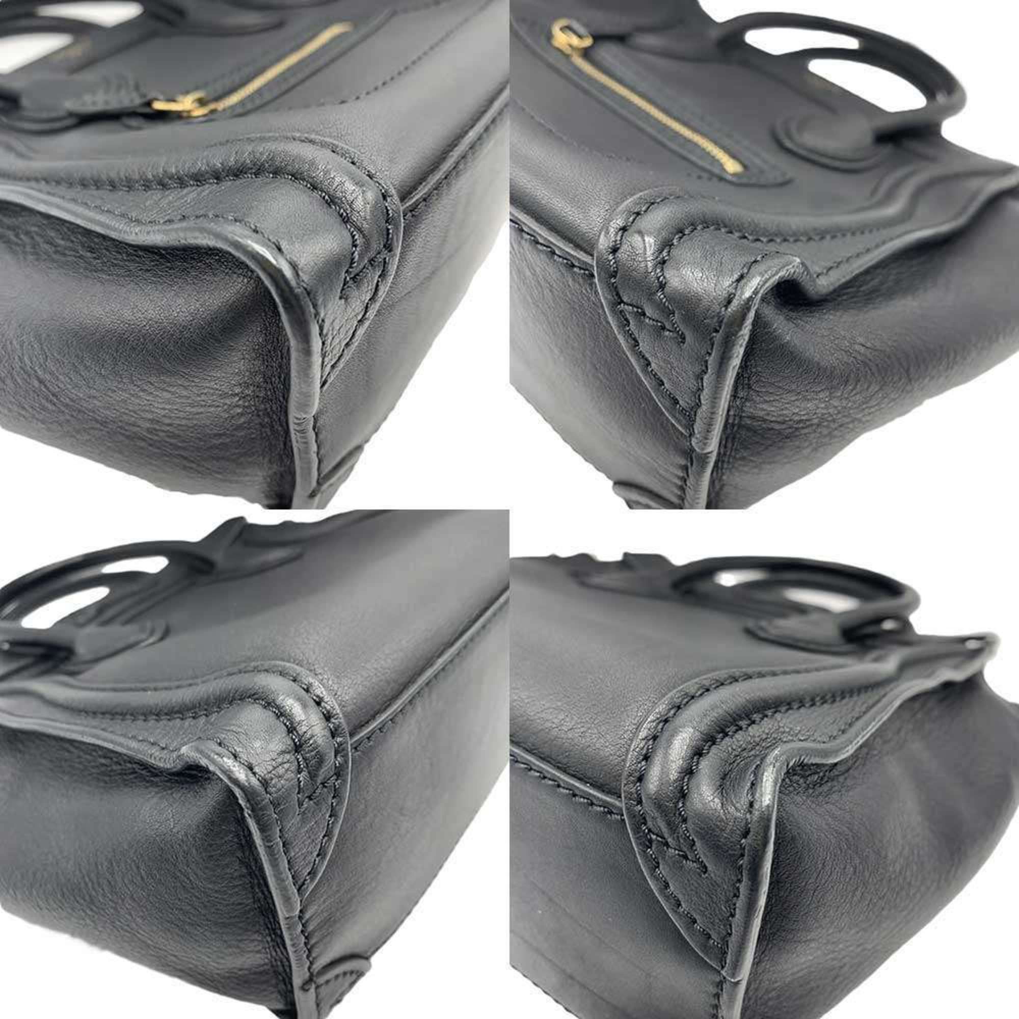 Celine Celine Luggage Nano Shopper Handbag Shoulder Bag 2way Black 168243 Women's CELINE Size ONE SIZE - 3 Thumbnail