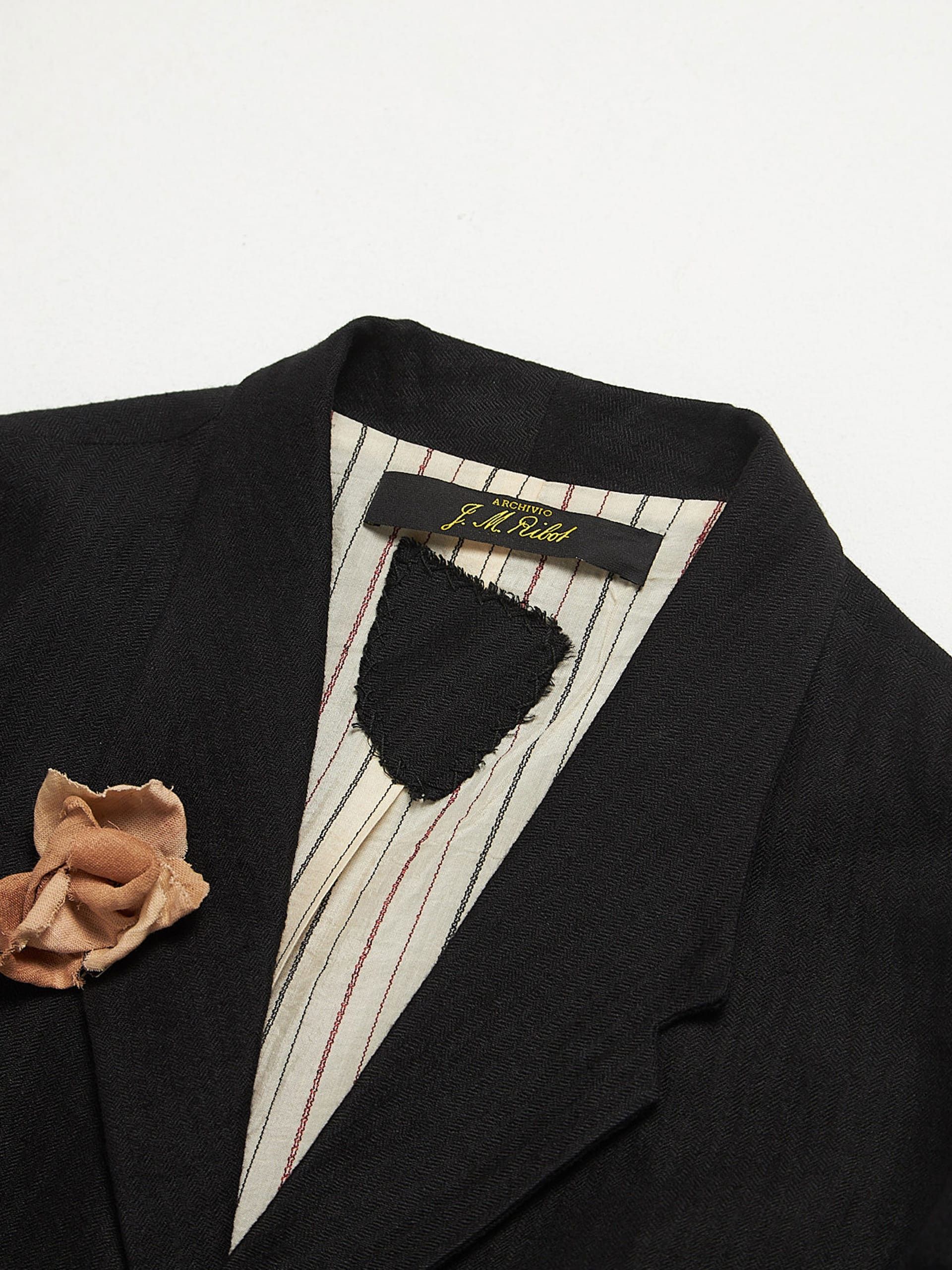 Archivio J.M. Ribot Black Striped Lining Wool Blazer Jacket Size US L / EU 52-54 / 3 - 3 Thumbnail