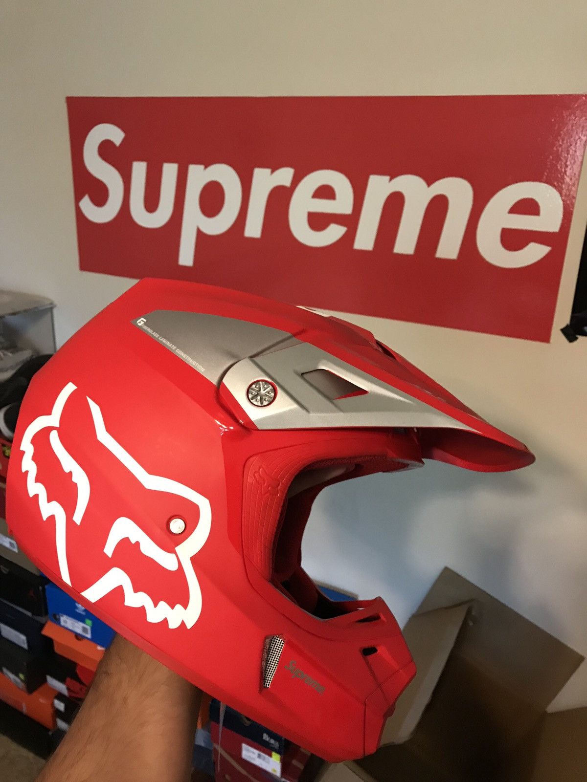 Fox Racing × Supreme Supreme X Fox Red Racing Helmet V2 Xl Size ONE SIZE - 1 Thumbnail