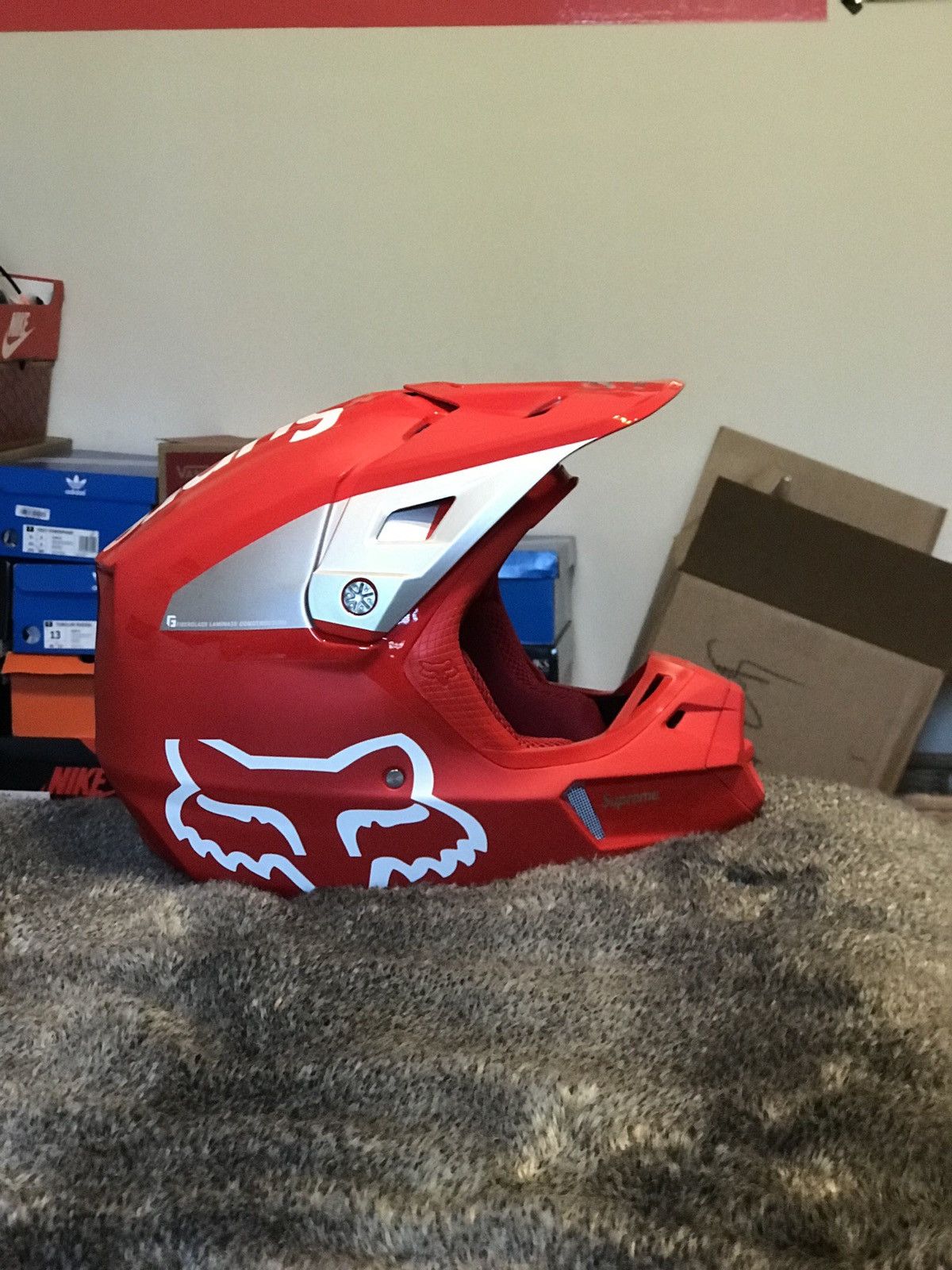 Fox Racing × Supreme Supreme X Fox Red Racing Helmet V2 Xl Size ONE SIZE - 7 Thumbnail