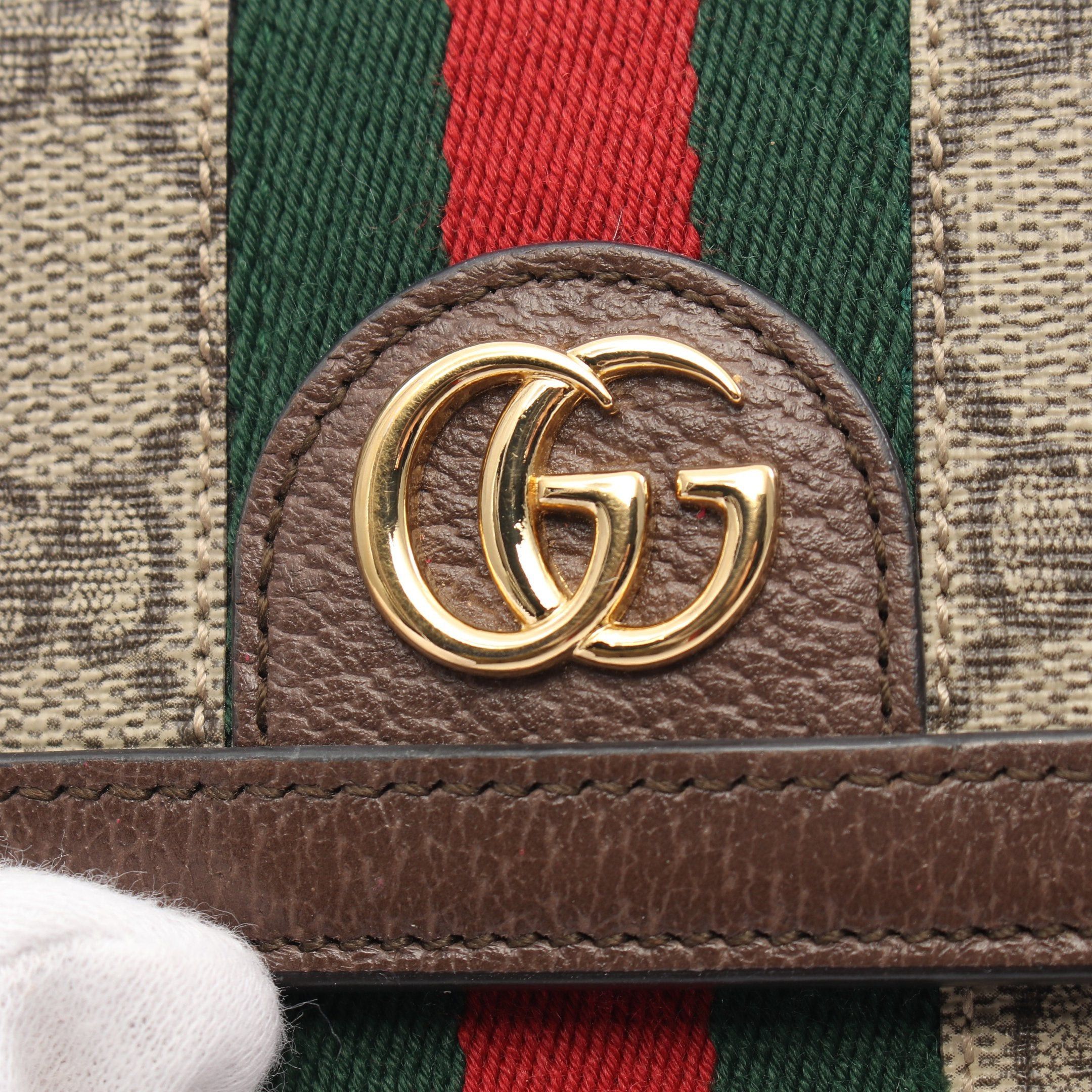 Gucci Gucci Ophidia Gg French Flap Wallet Sherry Line Double Hook Leather Beige Brown Size ONE SIZE - 7 Thumbnail