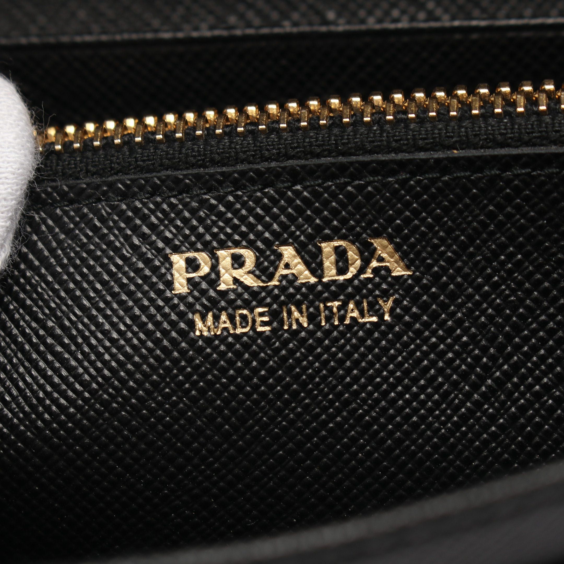 Prada Prada Saffiano Metal Bi-Fold Long Wallet Ribbon Leather Black Size ONE SIZE - 4 Thumbnail