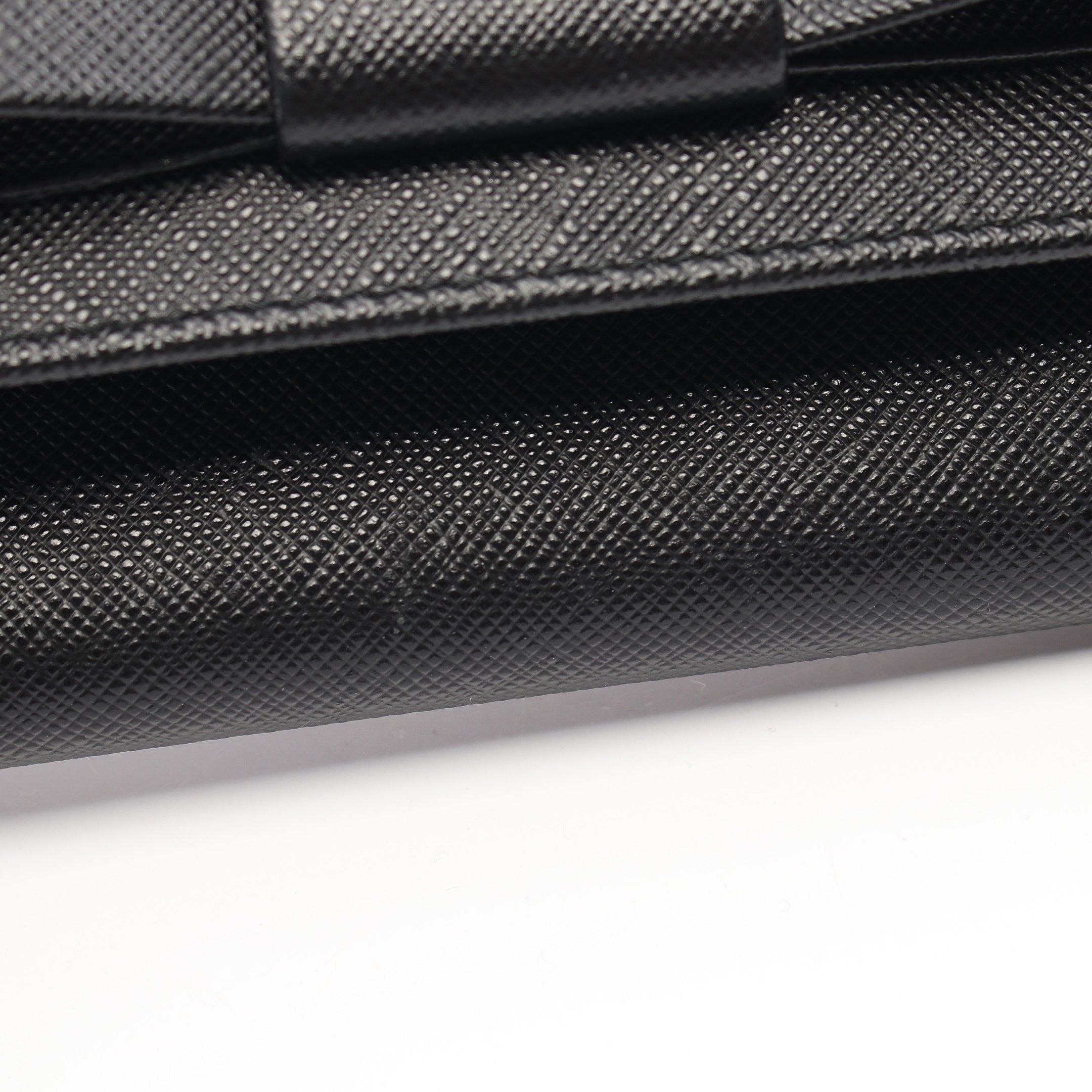 Prada Prada Saffiano Metal Bi-Fold Long Wallet Ribbon Leather Black Size ONE SIZE - 6 Thumbnail