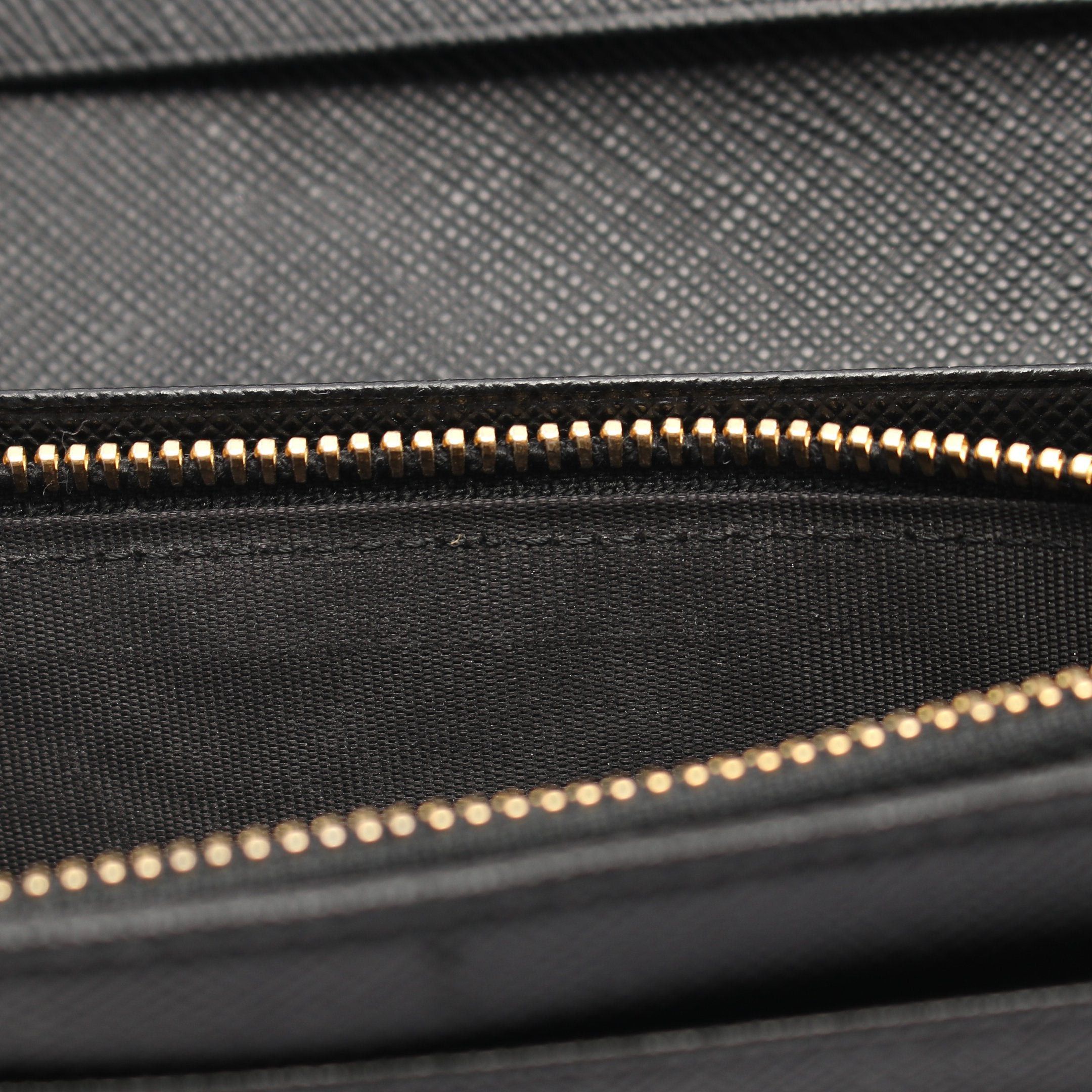 Prada Prada Saffiano Metal Bi-Fold Long Wallet Ribbon Leather Black Size ONE SIZE - 5 Thumbnail