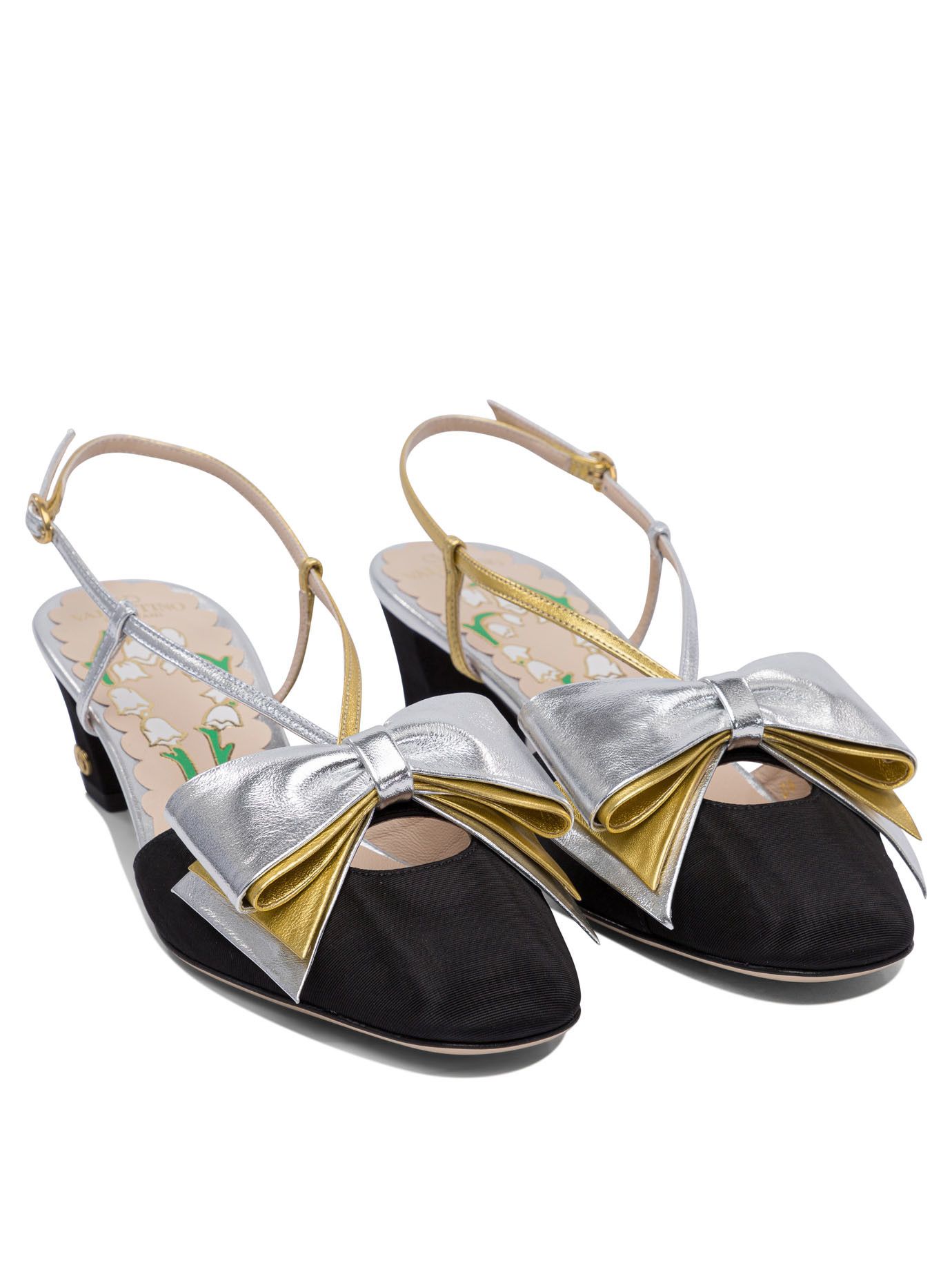 Valentino Bowow Moirè 45 Mm Slingback Pumps Size US 8.5 / IT 38.5 - 2 Thumbnail