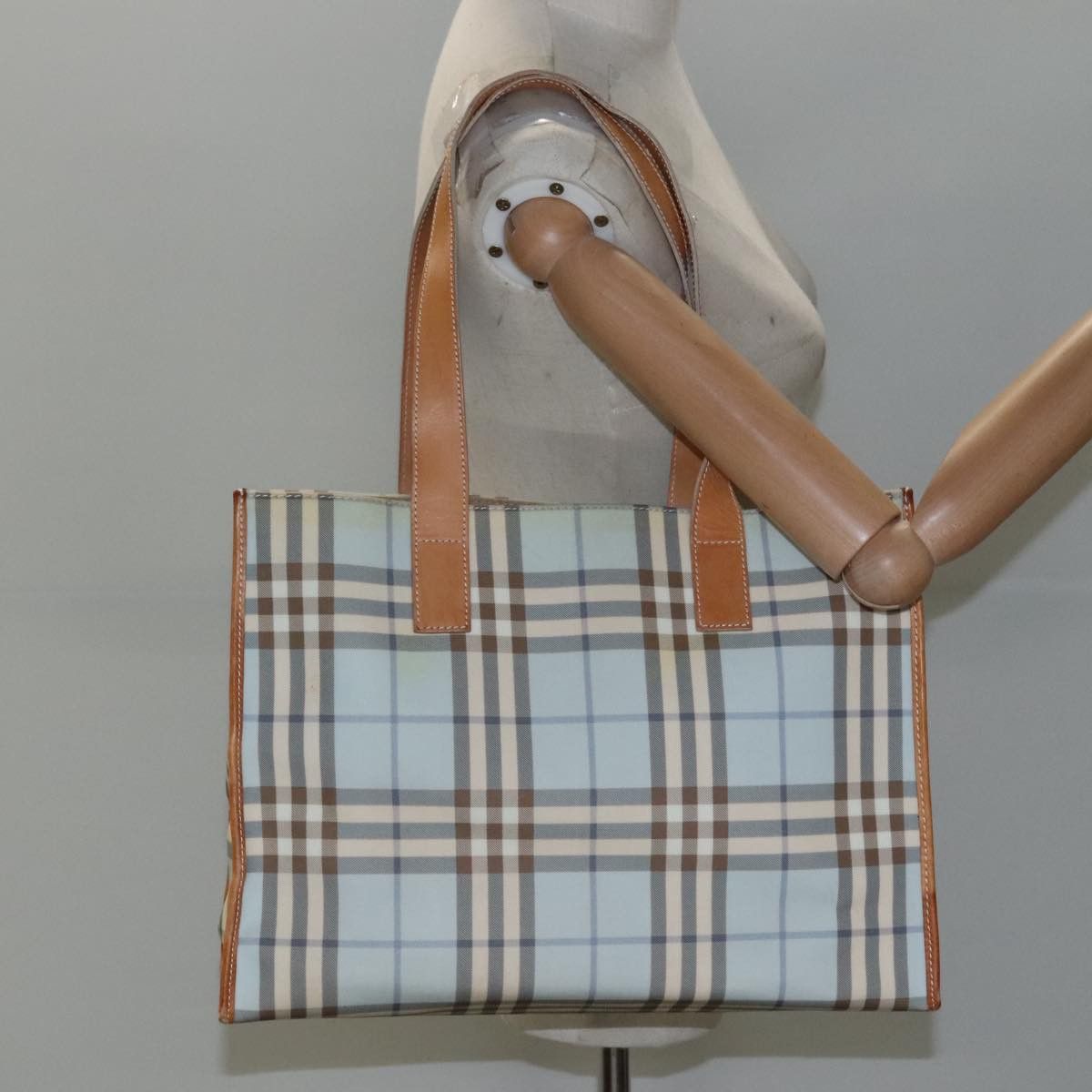 Burberry Nova Check Blue Canvas Tote Bag (Pre-Owned) Size ONE SIZE - 14 Thumbnail