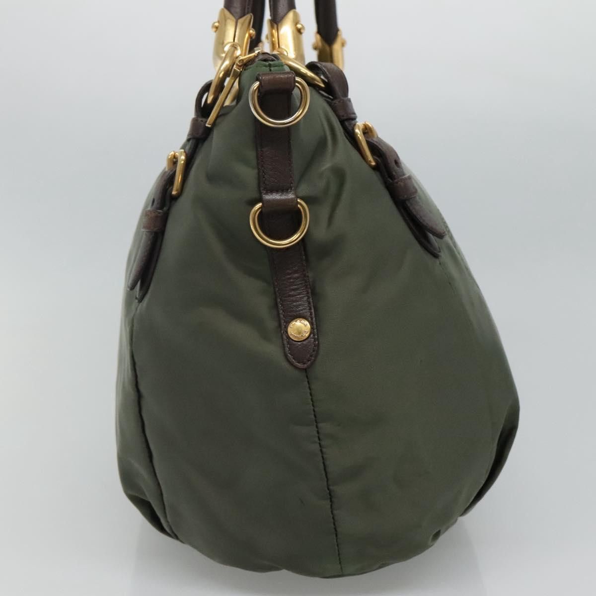 Prada Logo Jacquard Khaki Synthetic Handbag (Pre-Owned) Size ONE SIZE - 3 Thumbnail