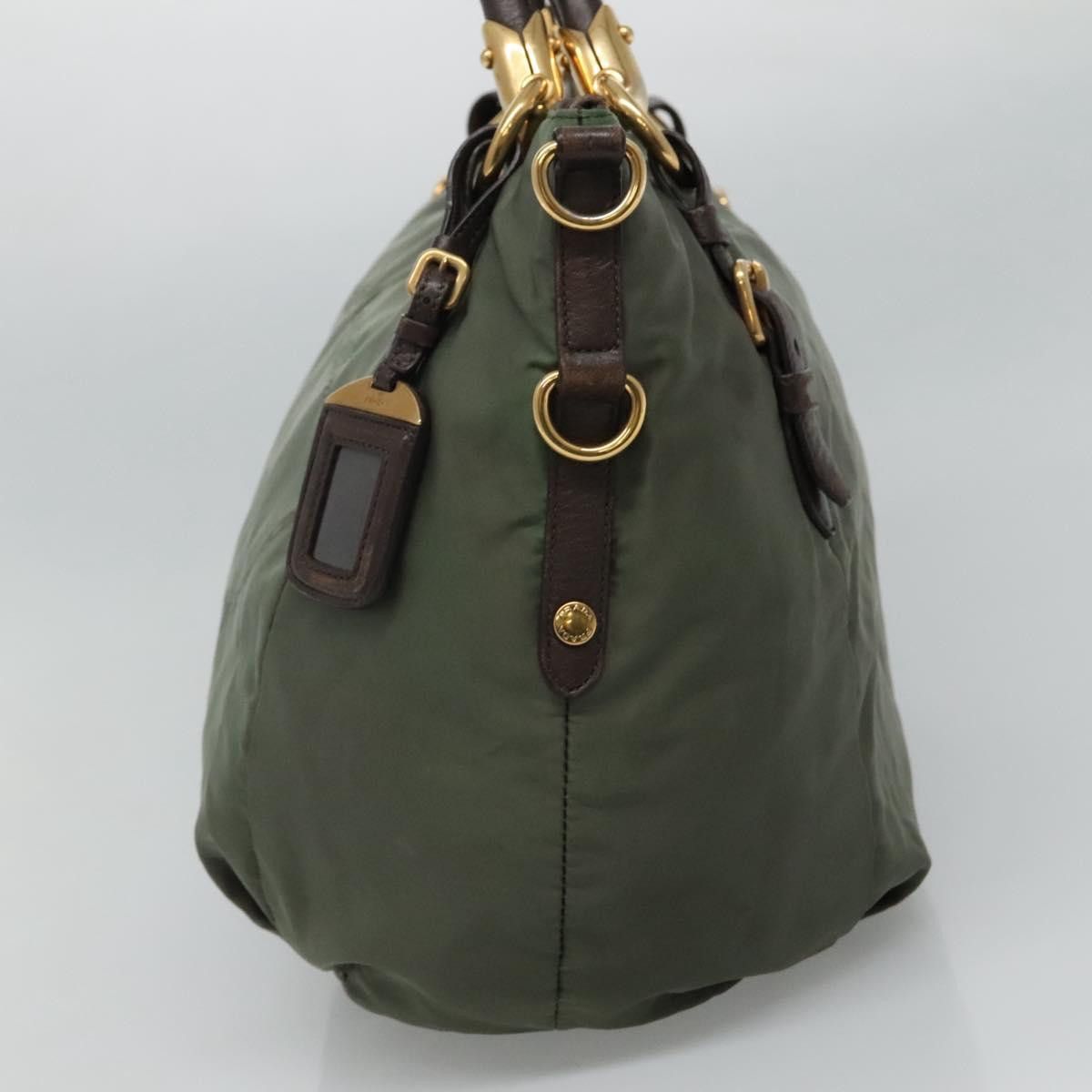 Prada Logo Jacquard Khaki Synthetic Handbag (Pre-Owned) Size ONE SIZE - 4 Thumbnail