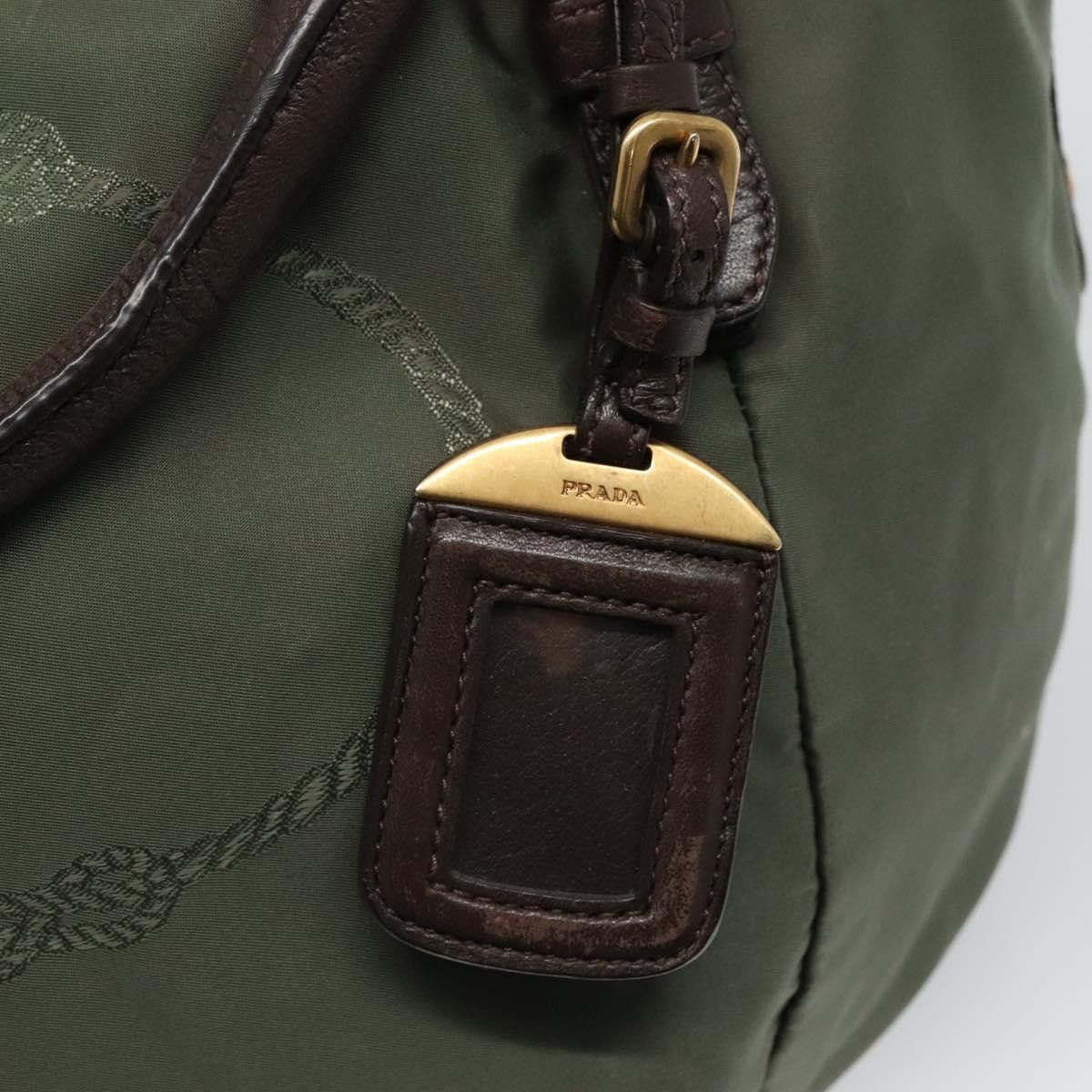 Prada Logo Jacquard Khaki Synthetic Handbag (Pre-Owned) Size ONE SIZE - 19 Thumbnail