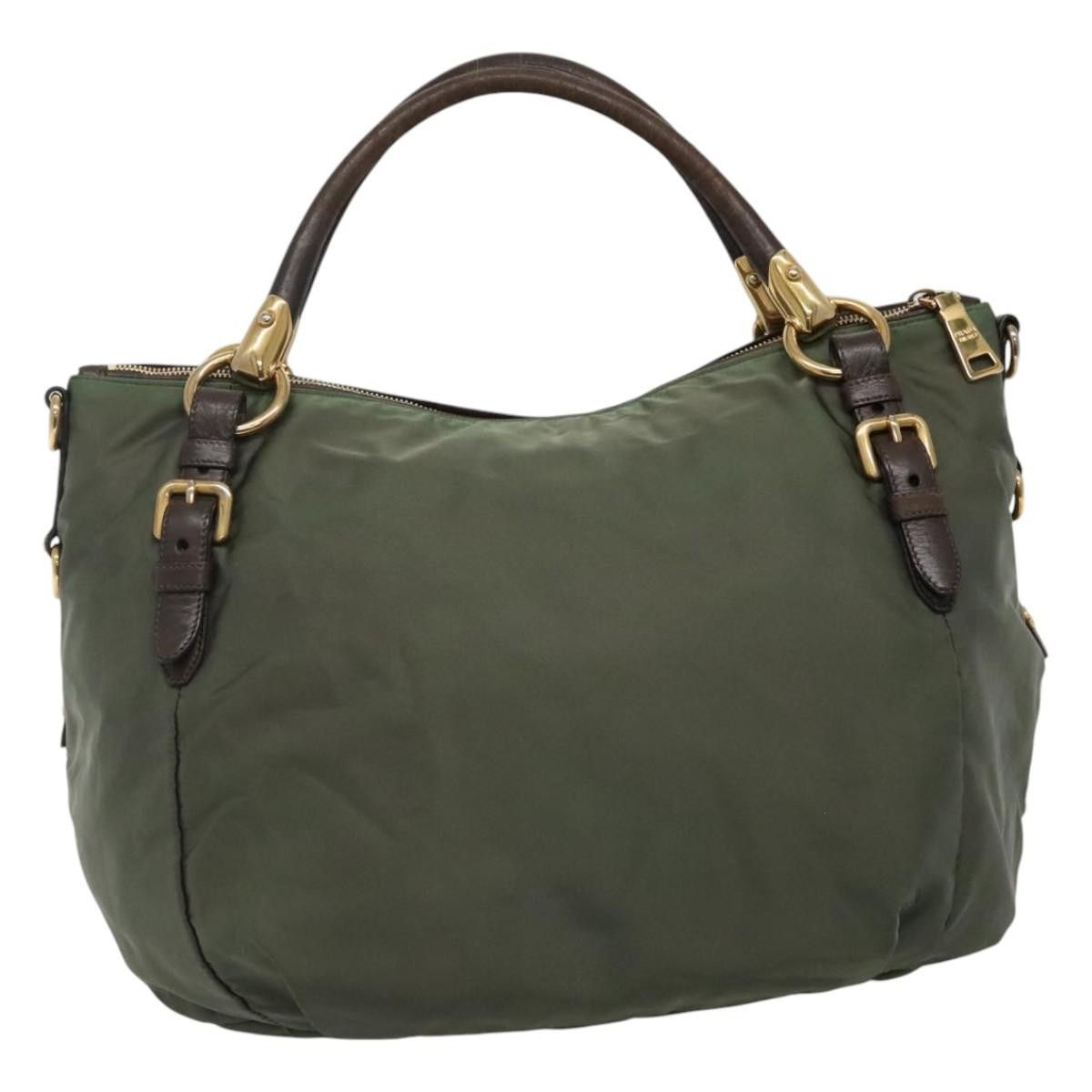 Prada Logo Jacquard Khaki Synthetic Handbag (Pre-Owned) Size ONE SIZE - 2 Thumbnail