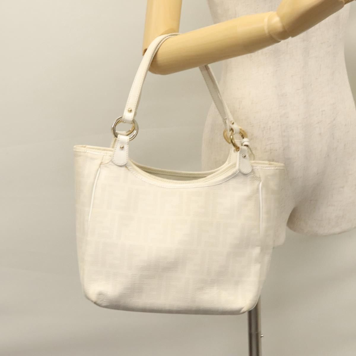 Fendi Zucca White Canvas Handbag (Pre-Owned) Size ONE SIZE - 16 Thumbnail