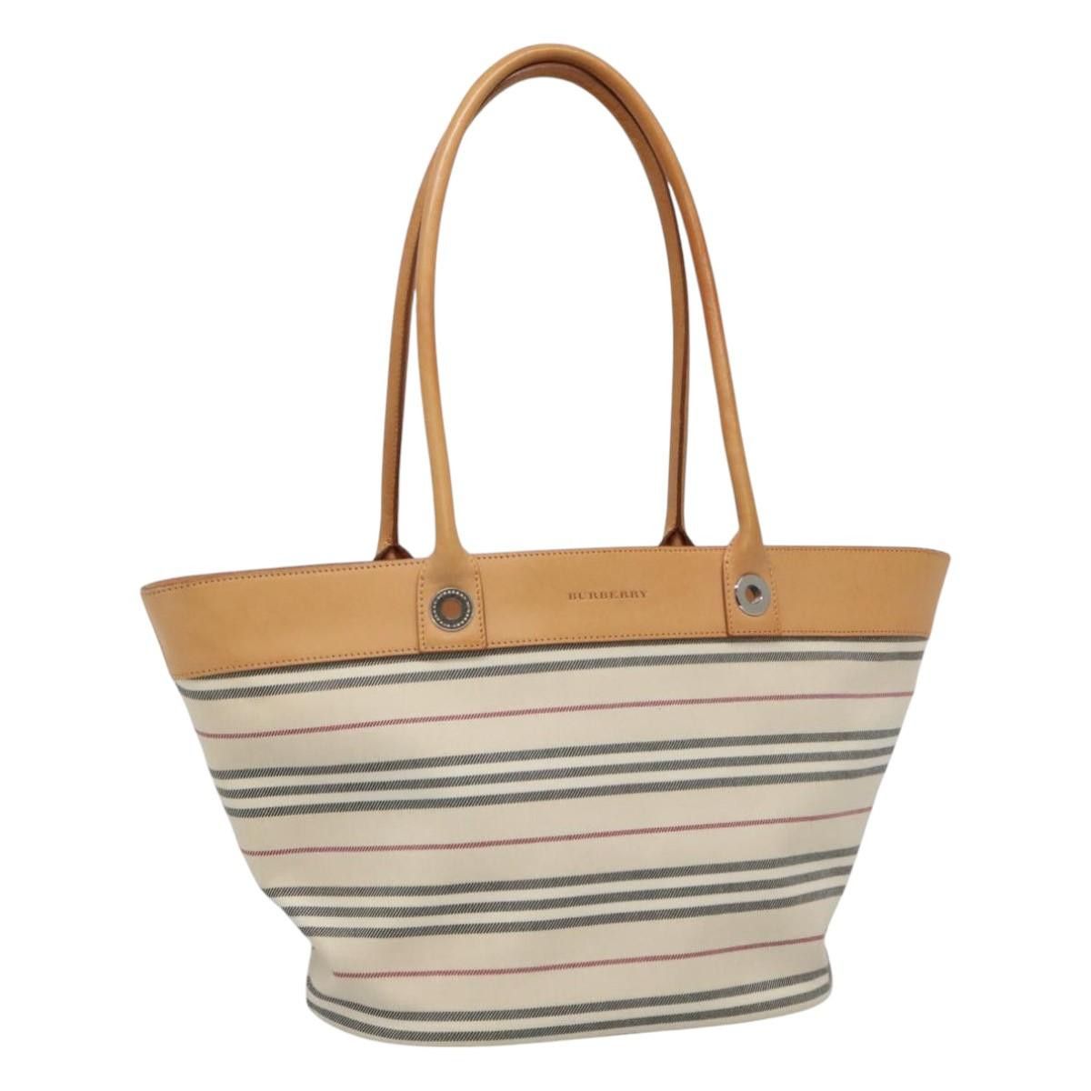 Burberry Nova Check White Canvas Tote Bag (Pre-Owned) Size ONE SIZE - 20 Thumbnail